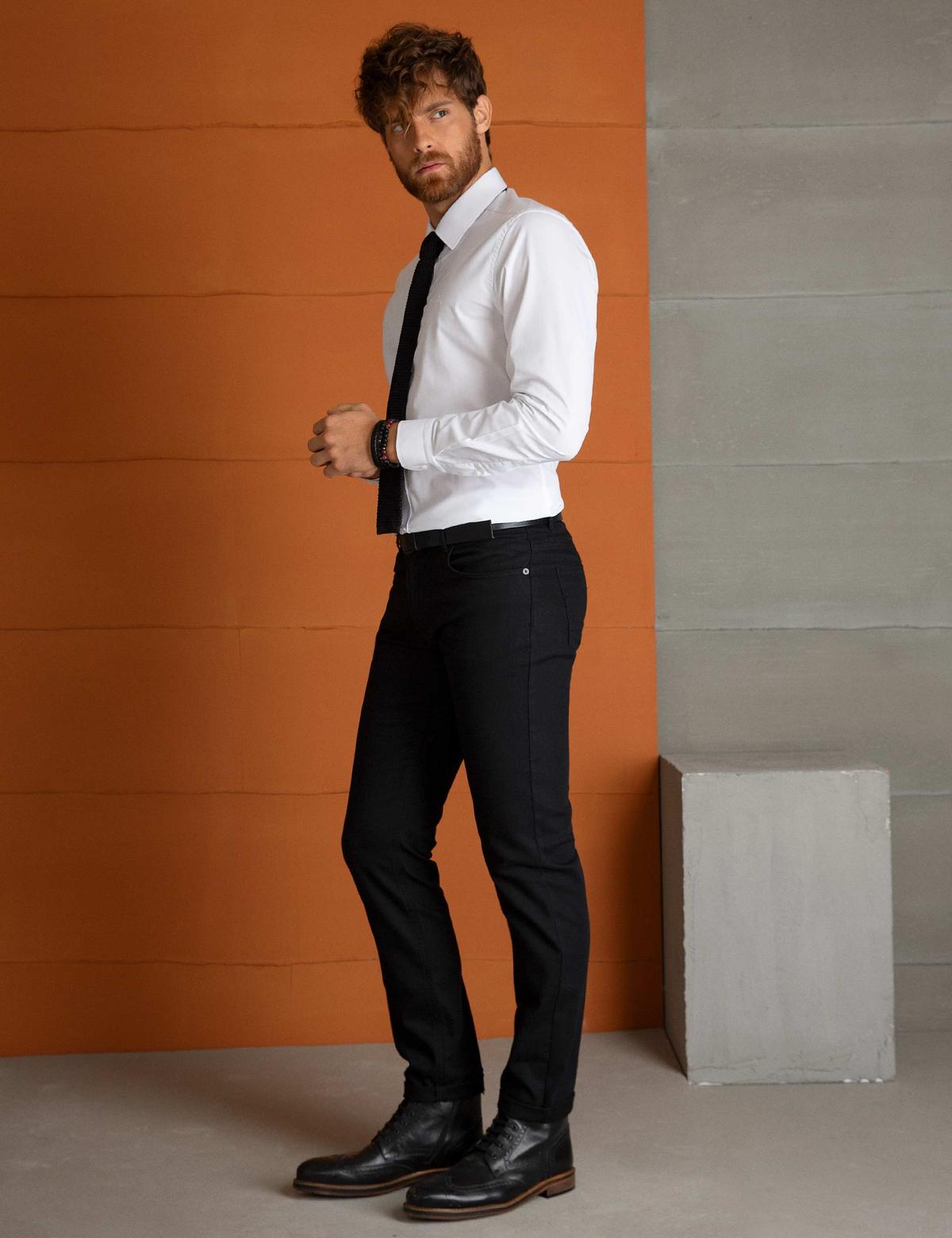 Siyah Slim Fit Kanvas Pantolon - 50197410012