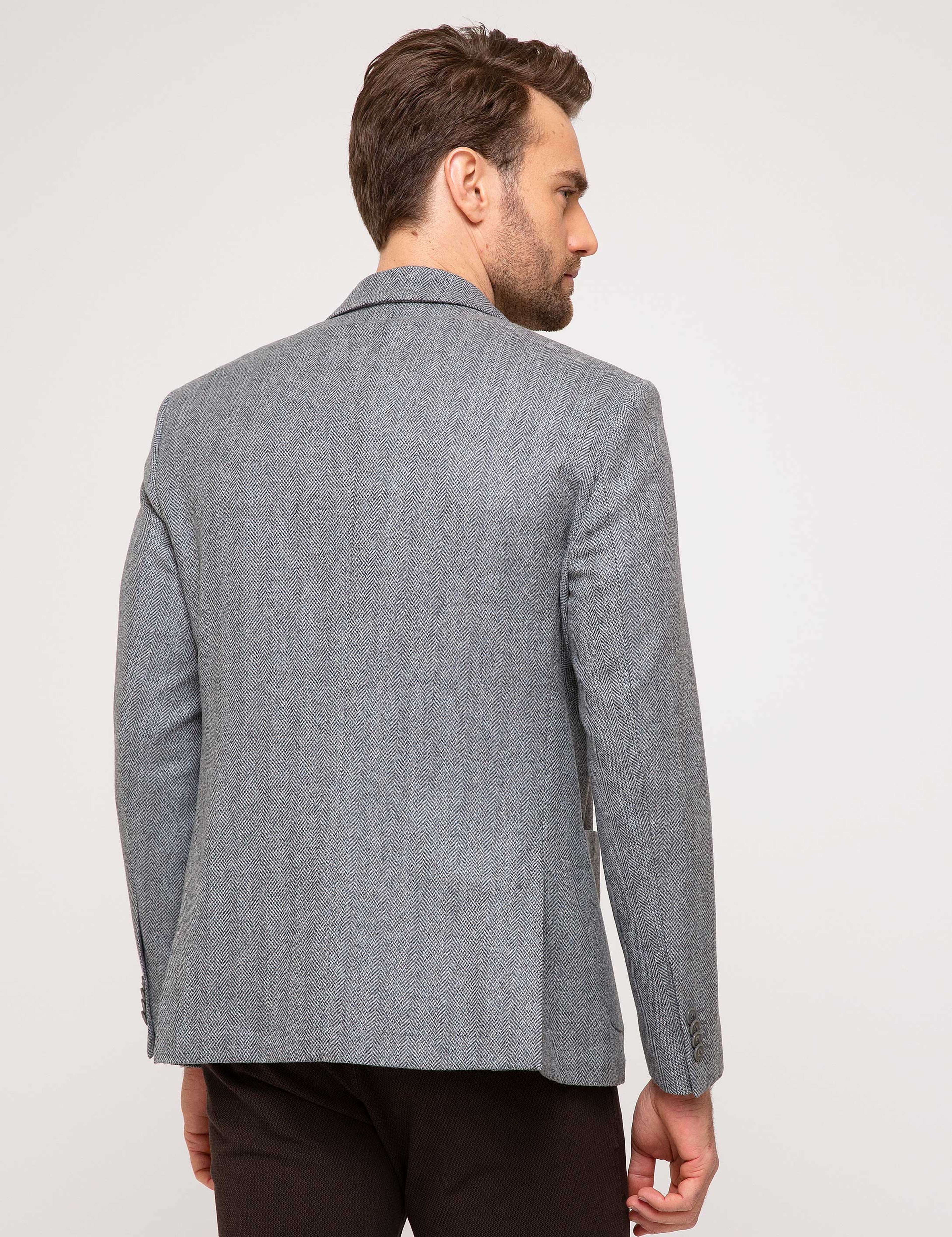 Gri Slim Fit Ceket - Image 4