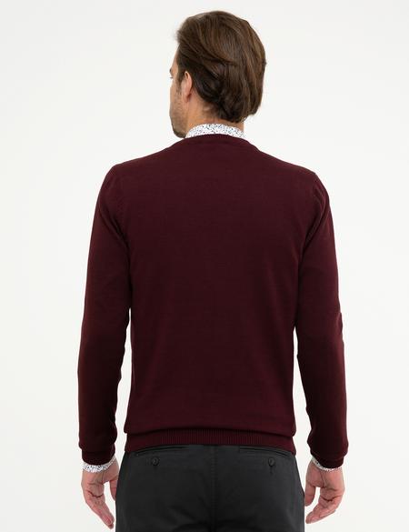 Bordo Slim Fit Basic Triko Hırka - 50207747031
