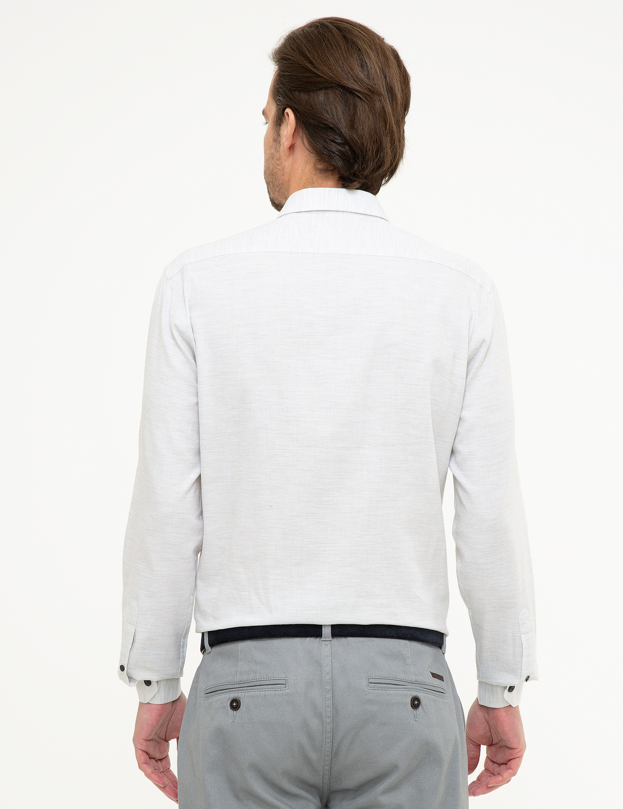 Açık Gri Slim Fit Gömlek - Image 3