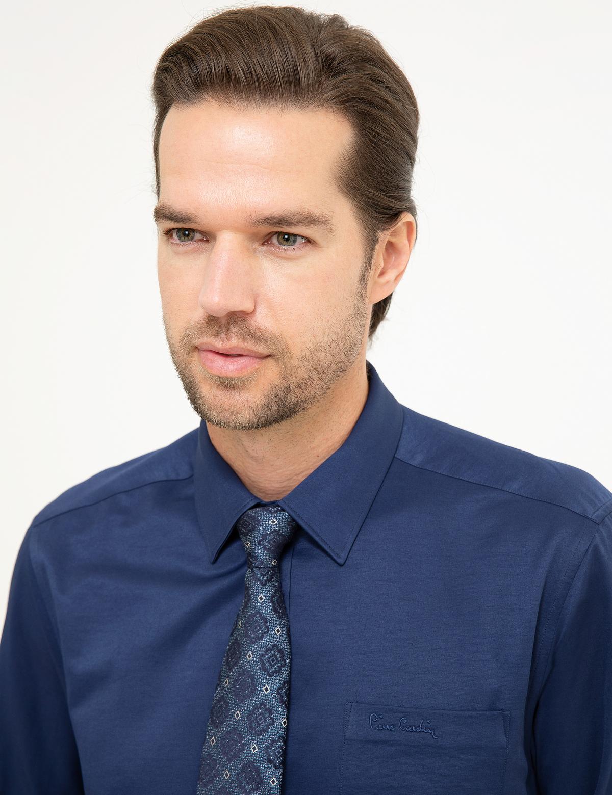 Lacivert Regular Fit Uzun Kollu Basic Gömlek - 50207536029