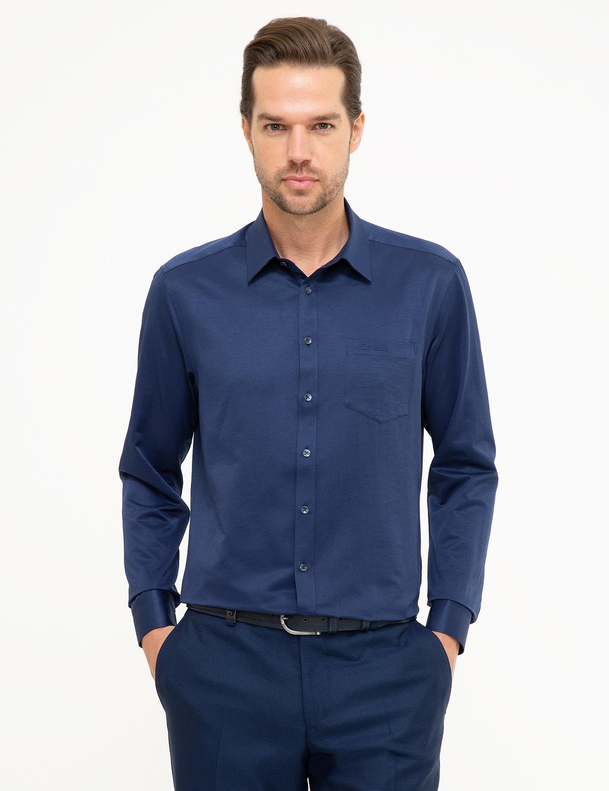 Lacivert Regular Fit Uzun Kollu Basic Gömlek