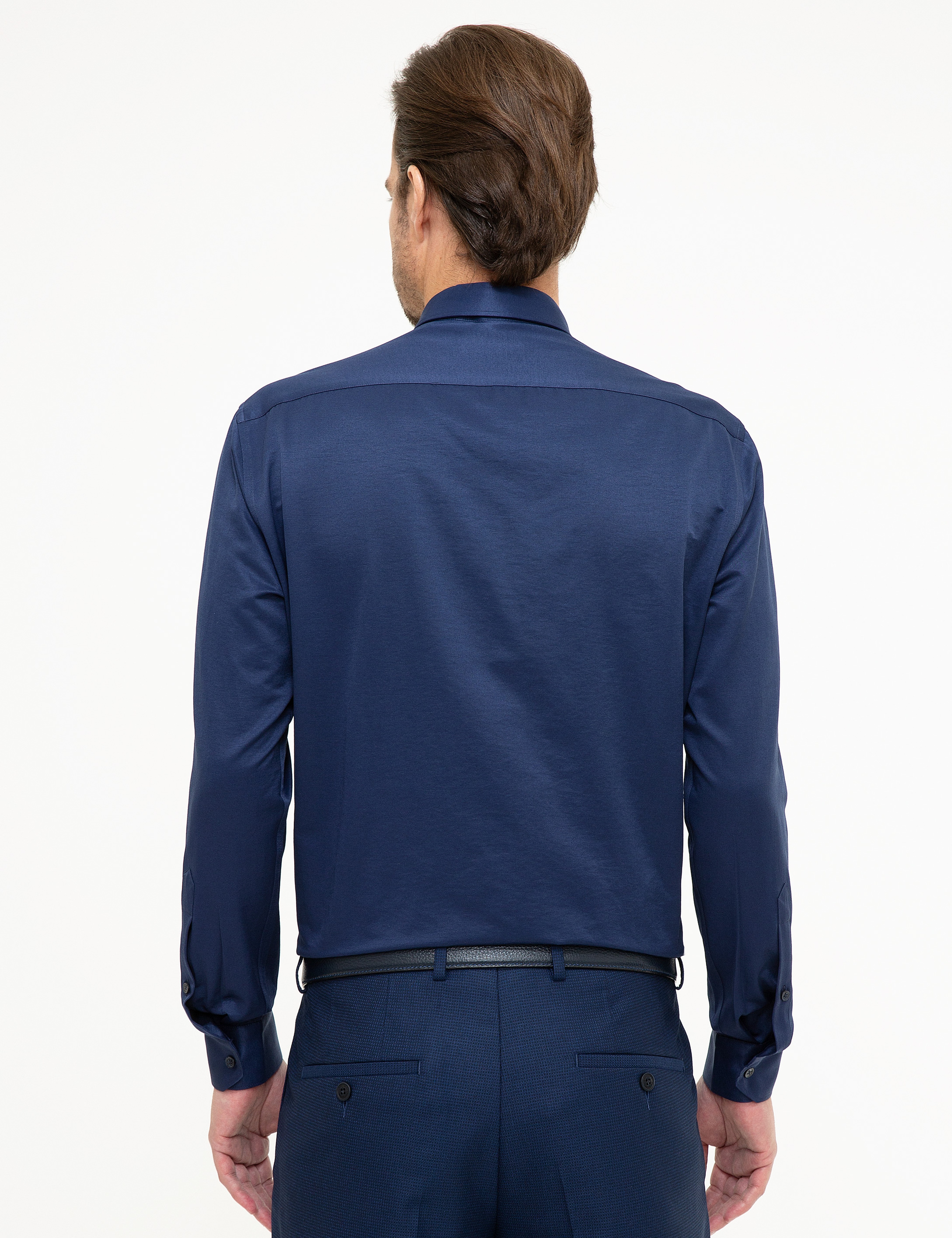 Lacivert Regular Fit Uzun Kollu Basic Gömlek