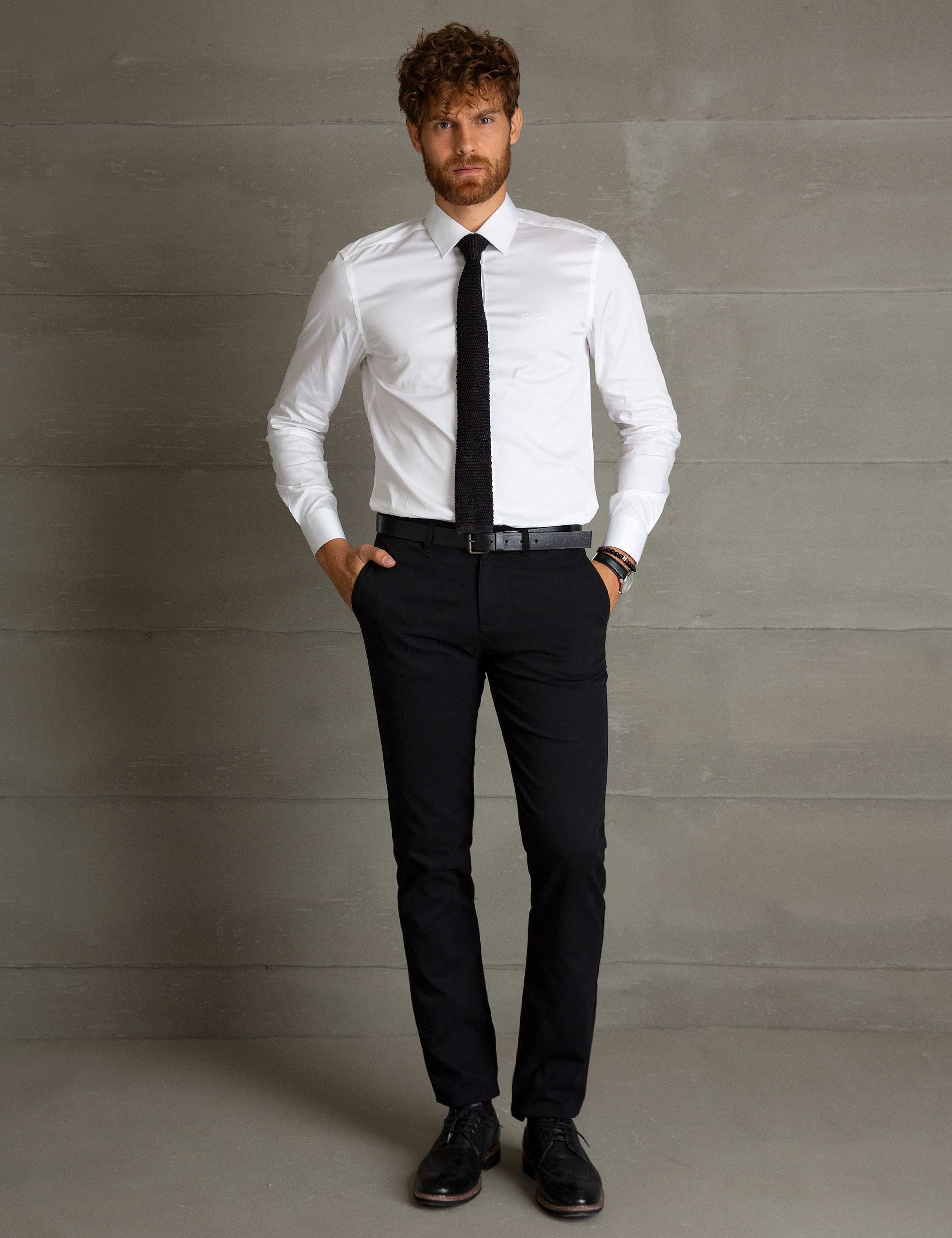 Siyah Slim Fit Chino Pantolon - Image 1