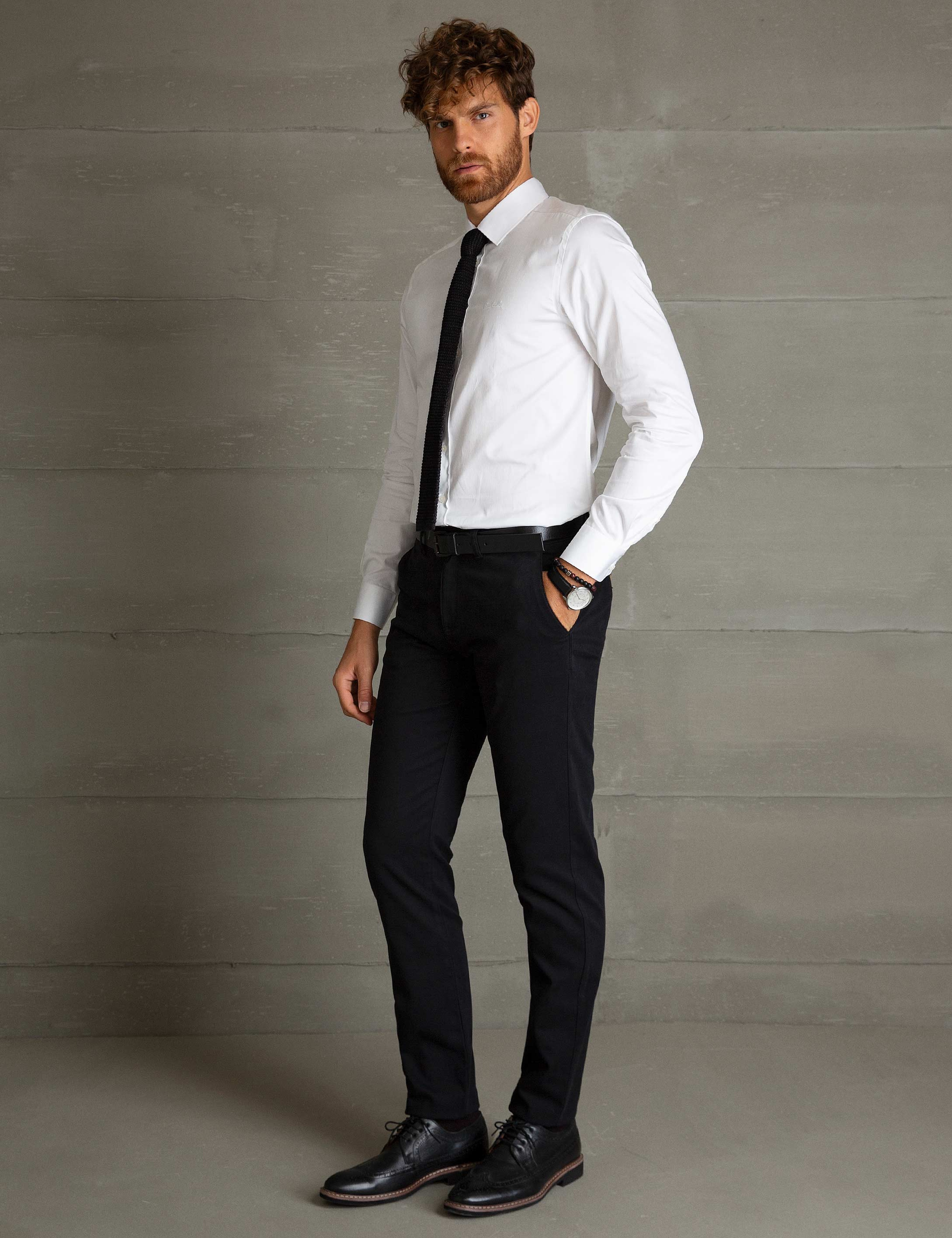 Siyah Slim Fit Chino Pantolon - Image 2
