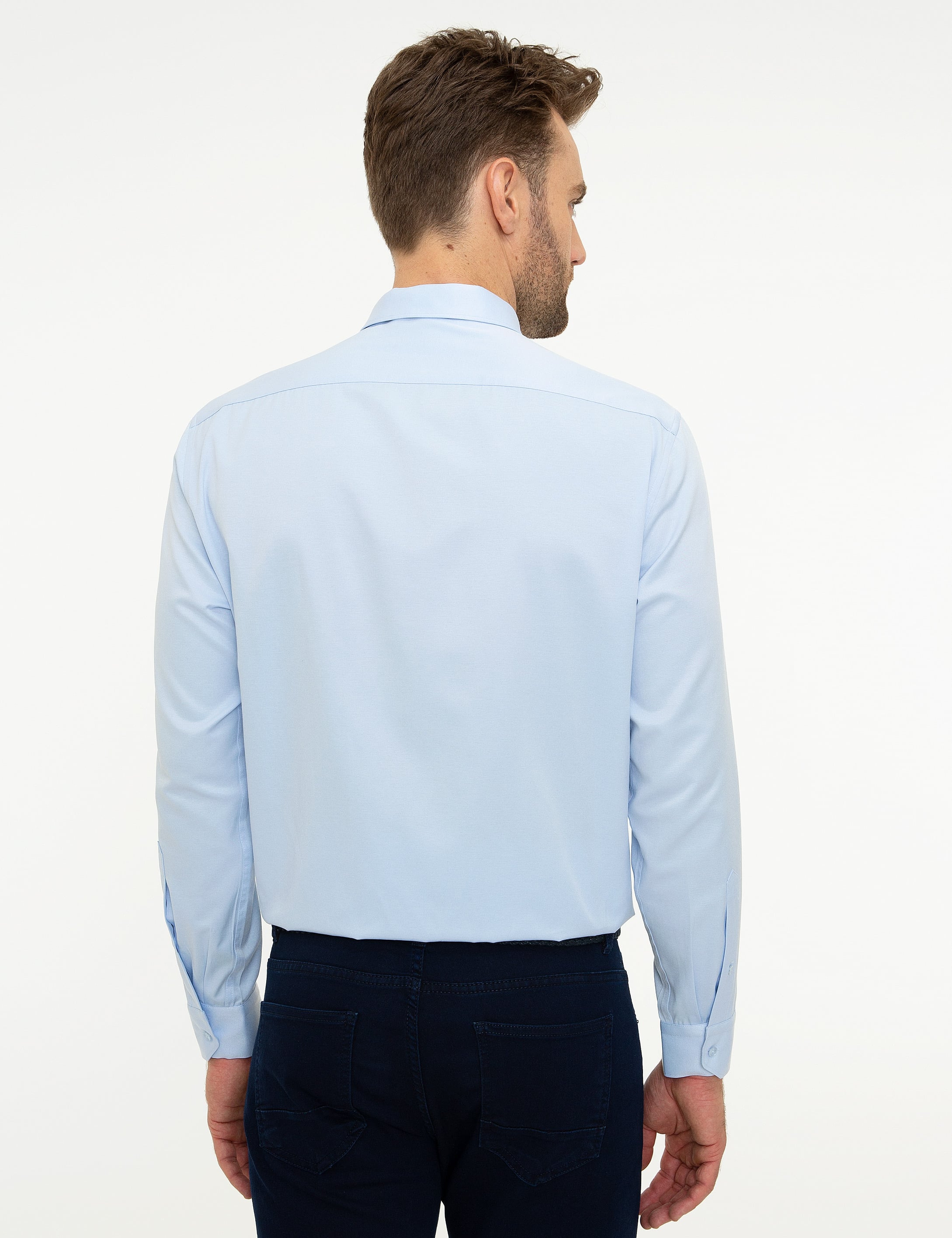 Açık Mavi Regular Fit Klasik Gömlek - Image 3