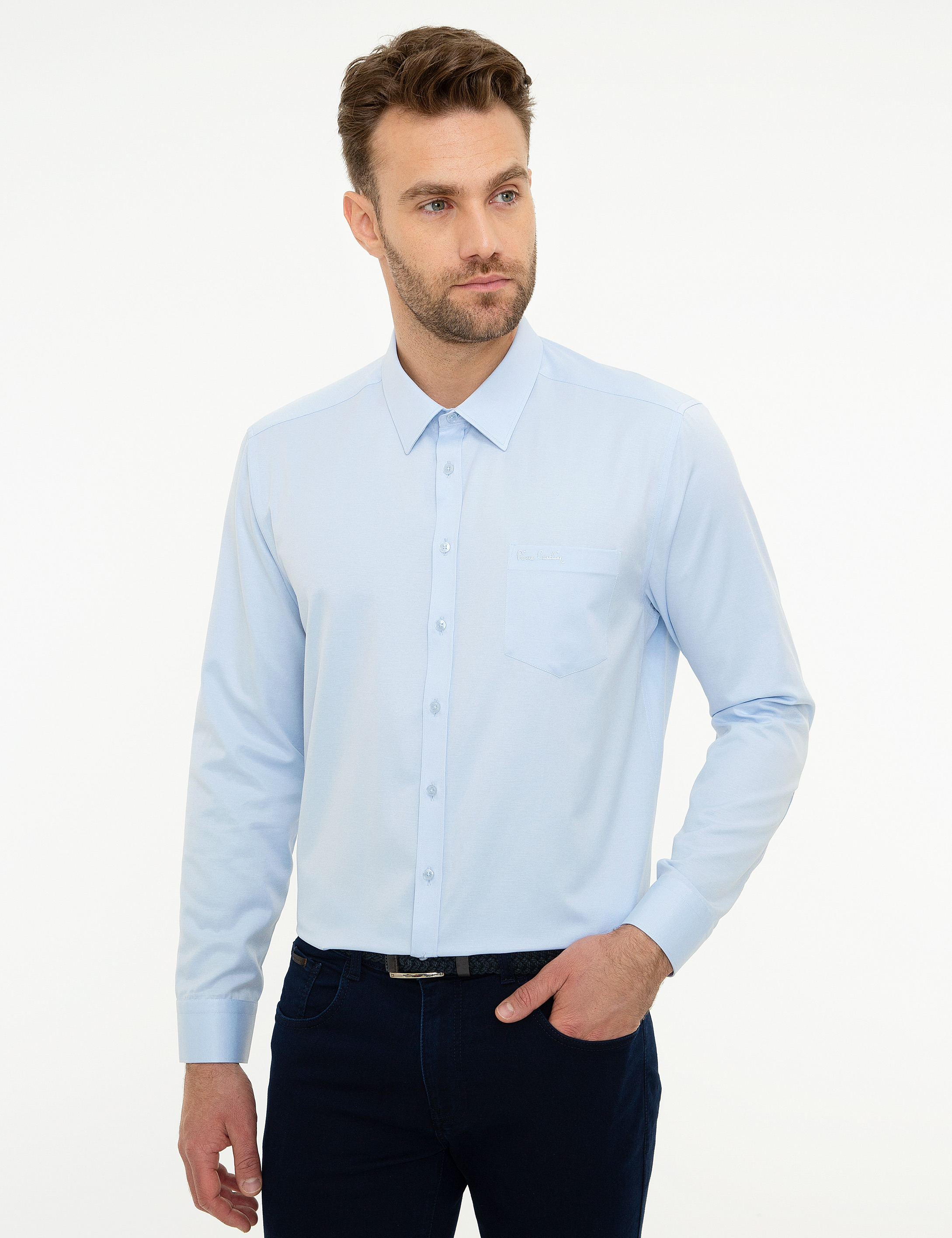 Açık Mavi Regular Fit Klasik Gömlek - Image 2