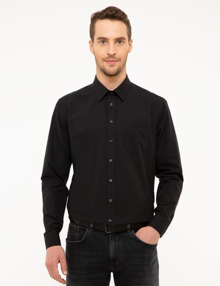 Siyah Regular Fit Uzun Kollu Basic Gömlek - 50207625010