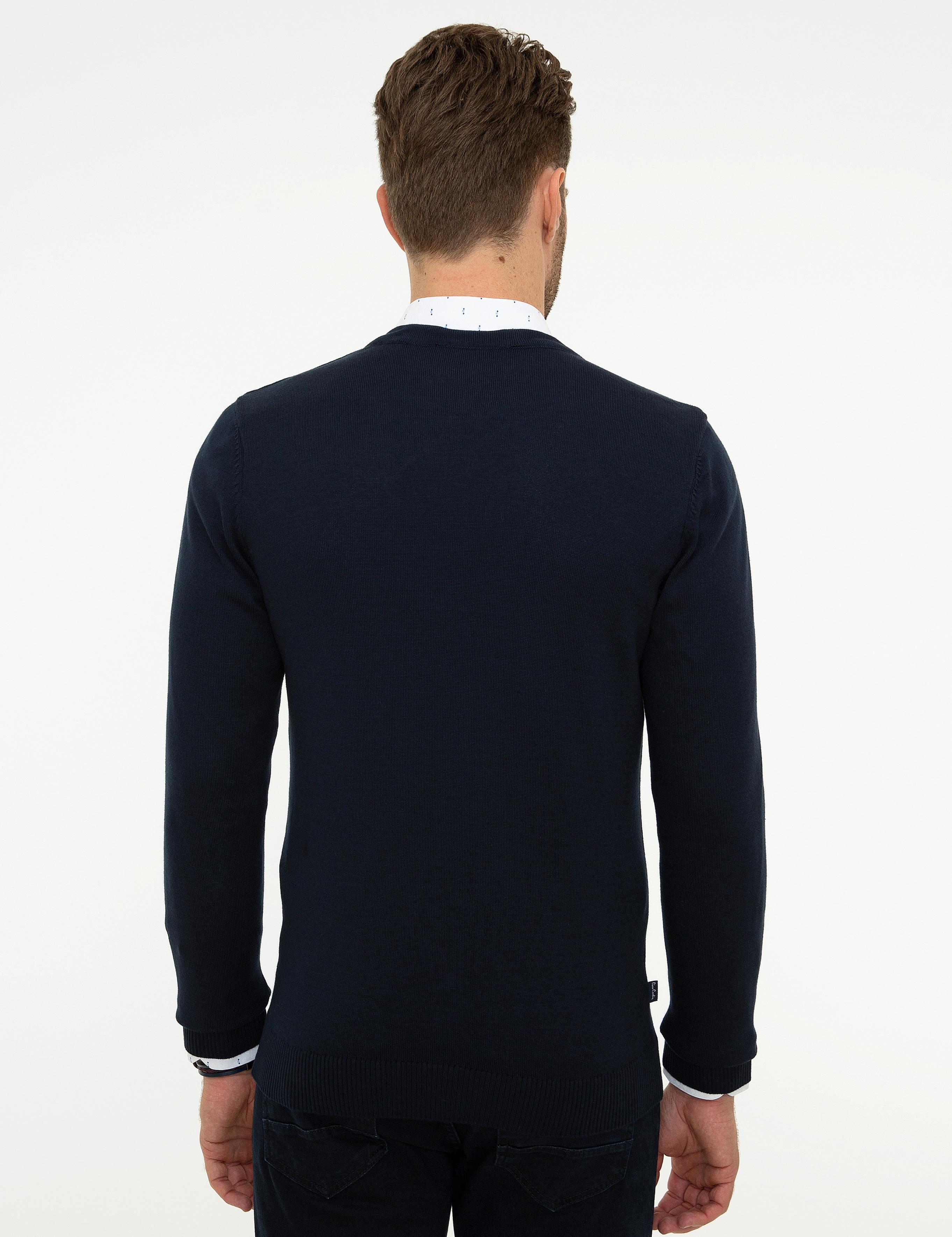 Koyu Lacivert Slim Fit Basic Triko Hırka