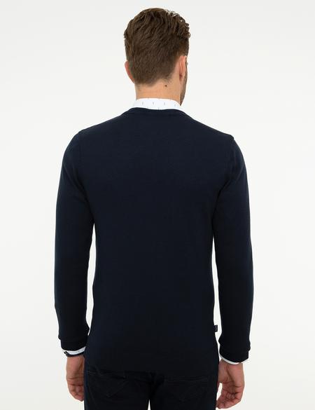 Koyu Lacivert Slim Fit Basic Triko Hırka - 50207747056