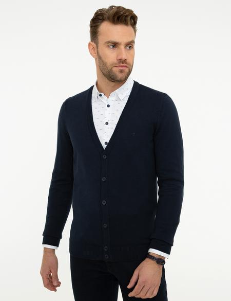 Koyu Lacivert Slim Fit Basic Triko Hırka - 50207747056