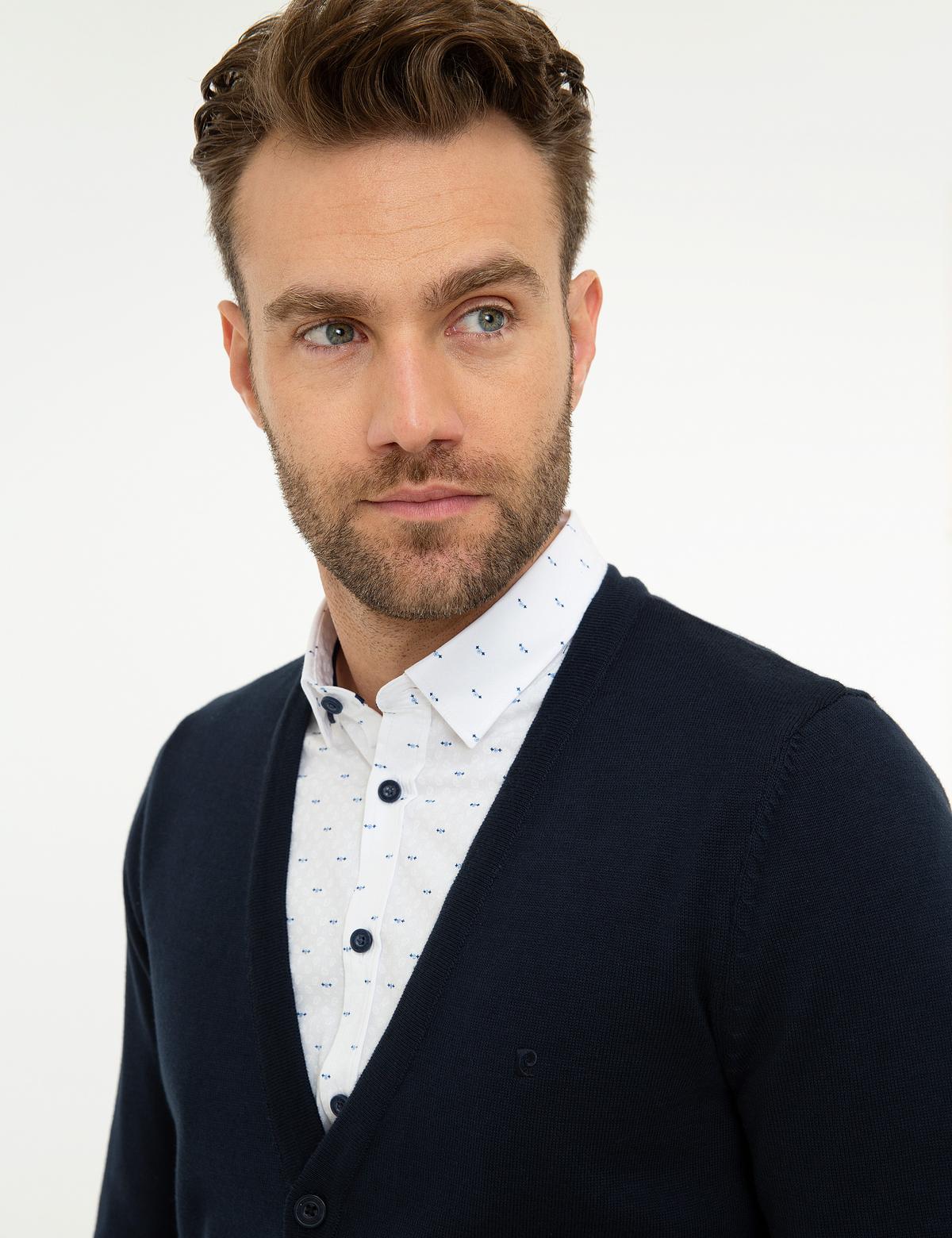 Koyu Lacivert Slim Fit Basic Triko Hırka - 50207747056