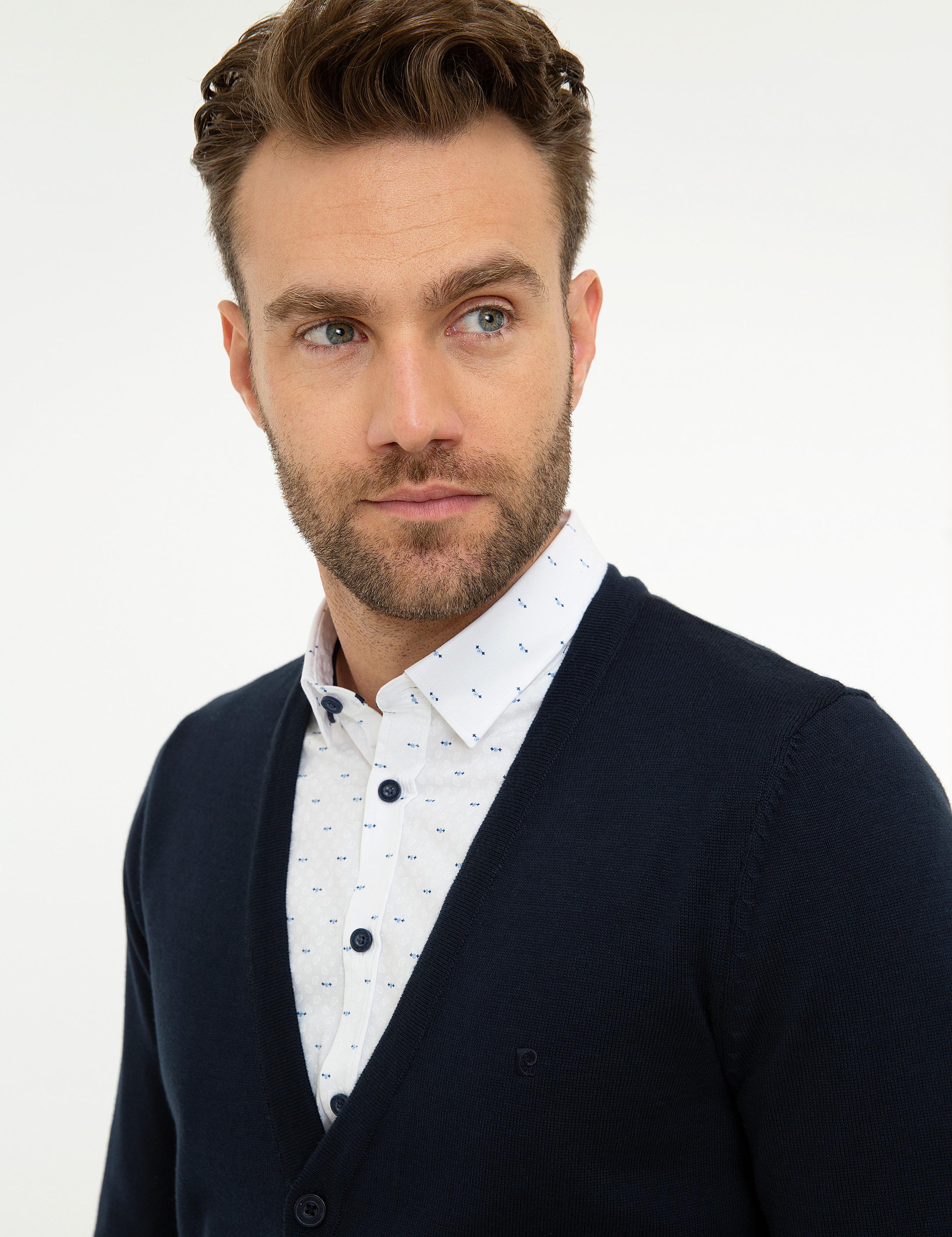 Koyu Lacivert Slim Fit Basic Triko Hırka