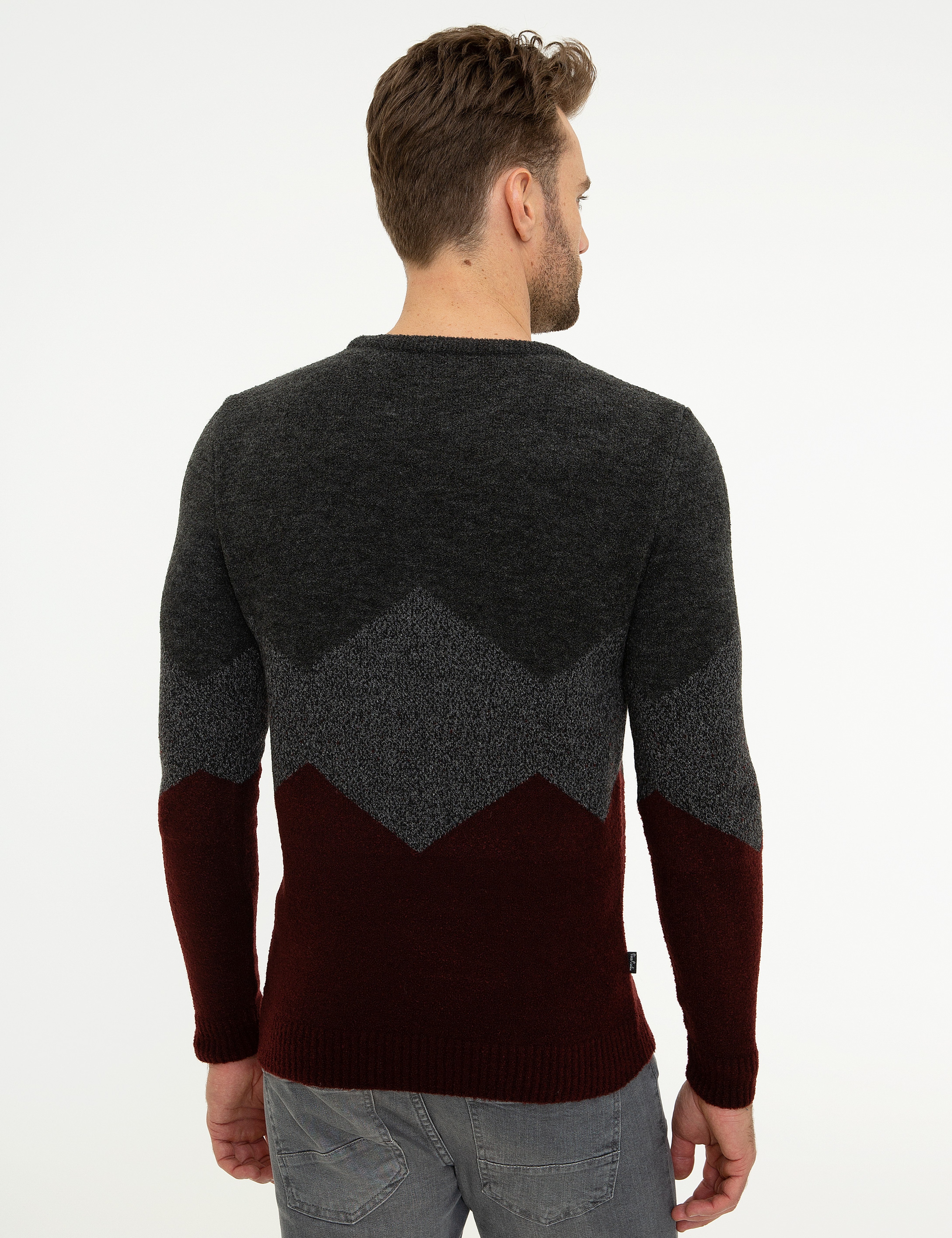 Koyu Gri Slim Fit Triko Kazak - Image 4