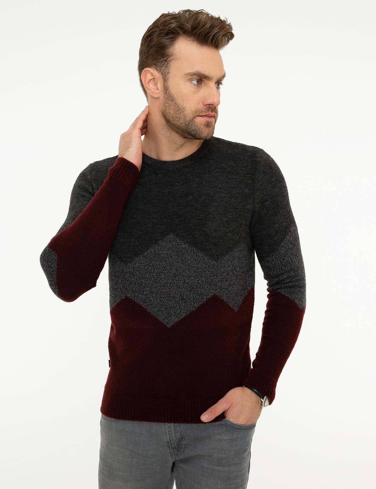 Koyu Gri Slim Fit Triko Kazak