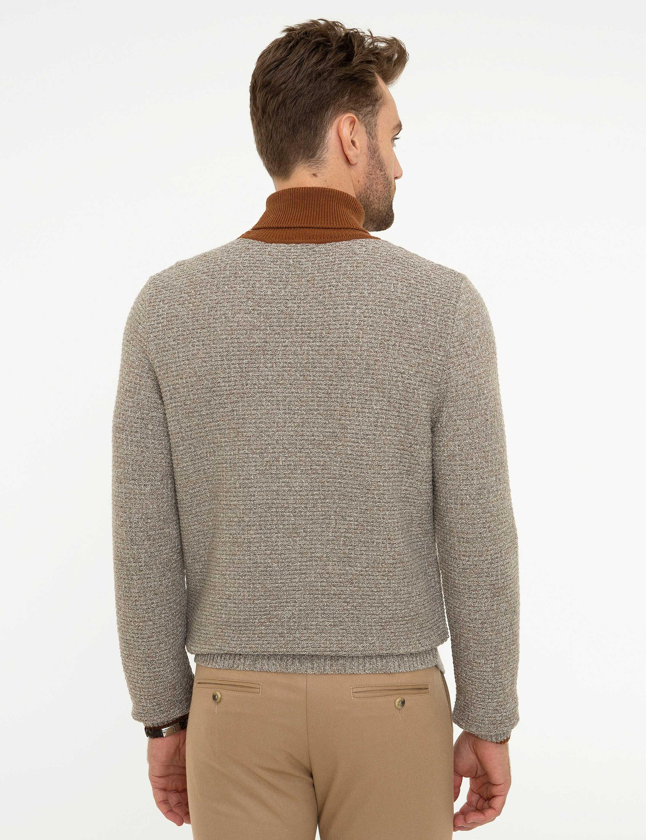 Vizon Slim Fit Tam Balıkçı Yaka Triko Kazak