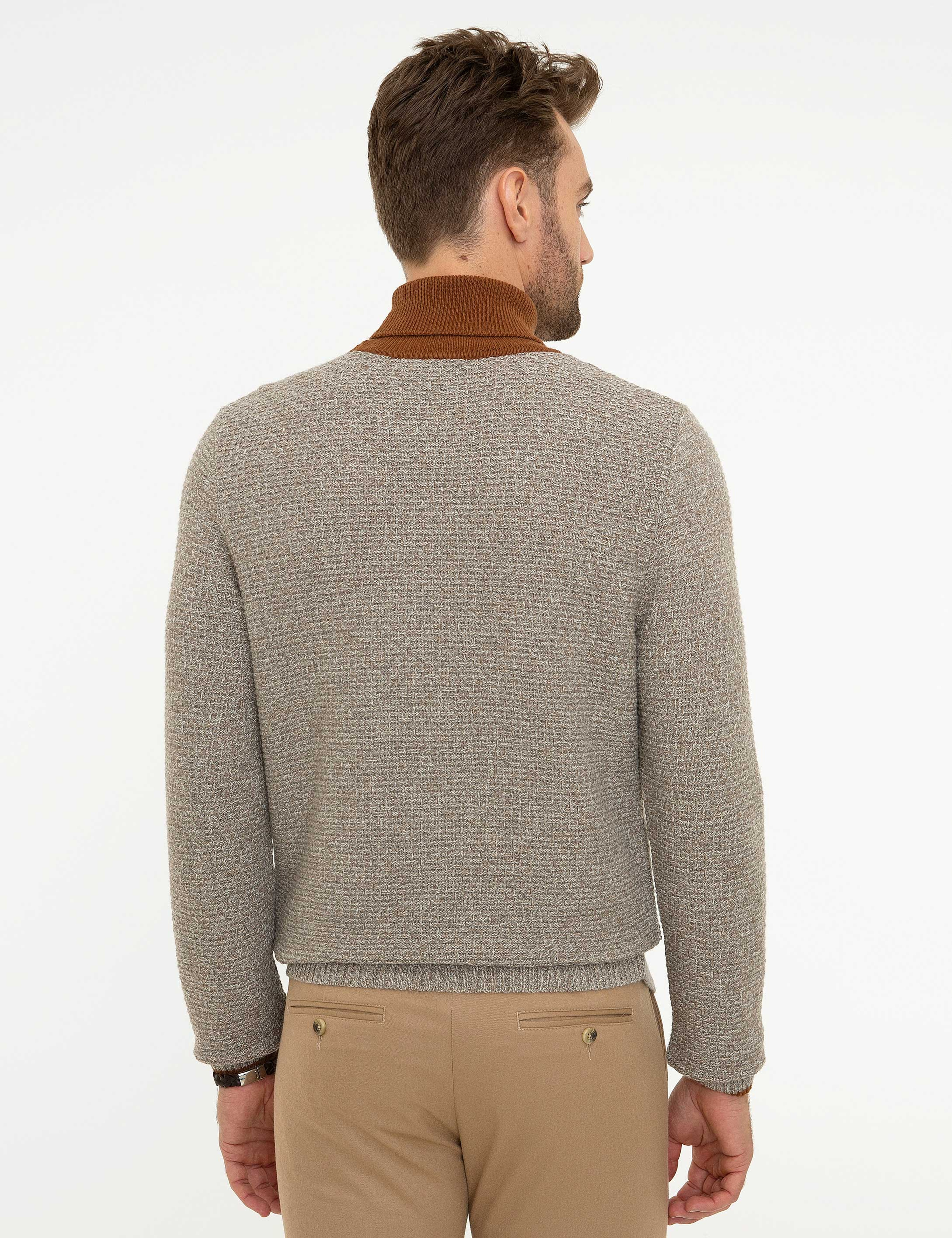 Vizon Slim Fit Tam Balıkçı Yaka Triko Kazak - Image 4
