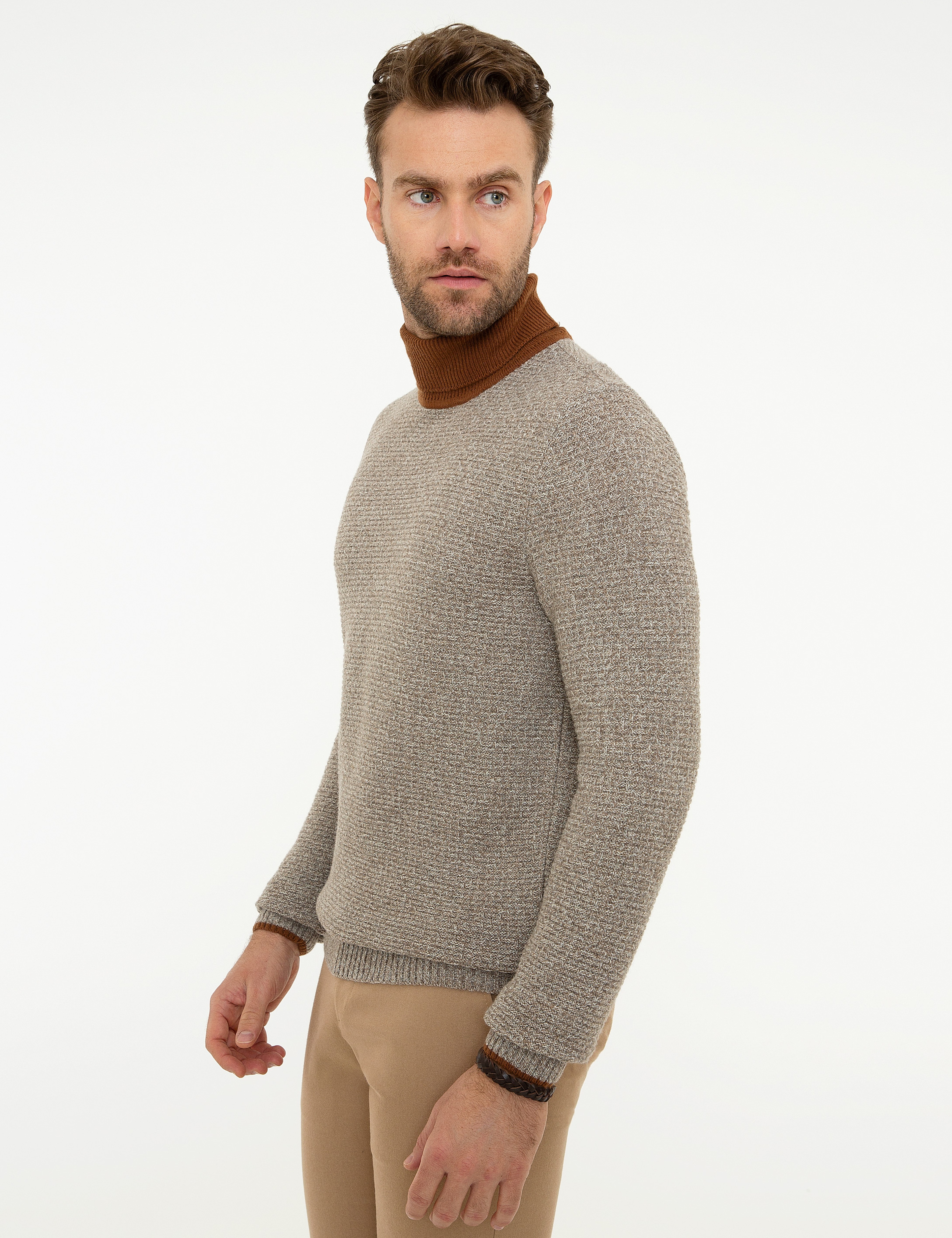 Vizon Slim Fit Tam Balıkçı Yaka Triko Kazak - Image 3