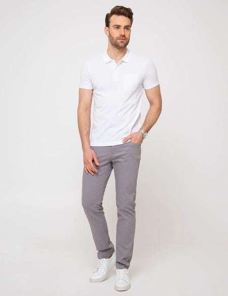 Gri Slim Fit Kanvas Pantolon - 50187805028