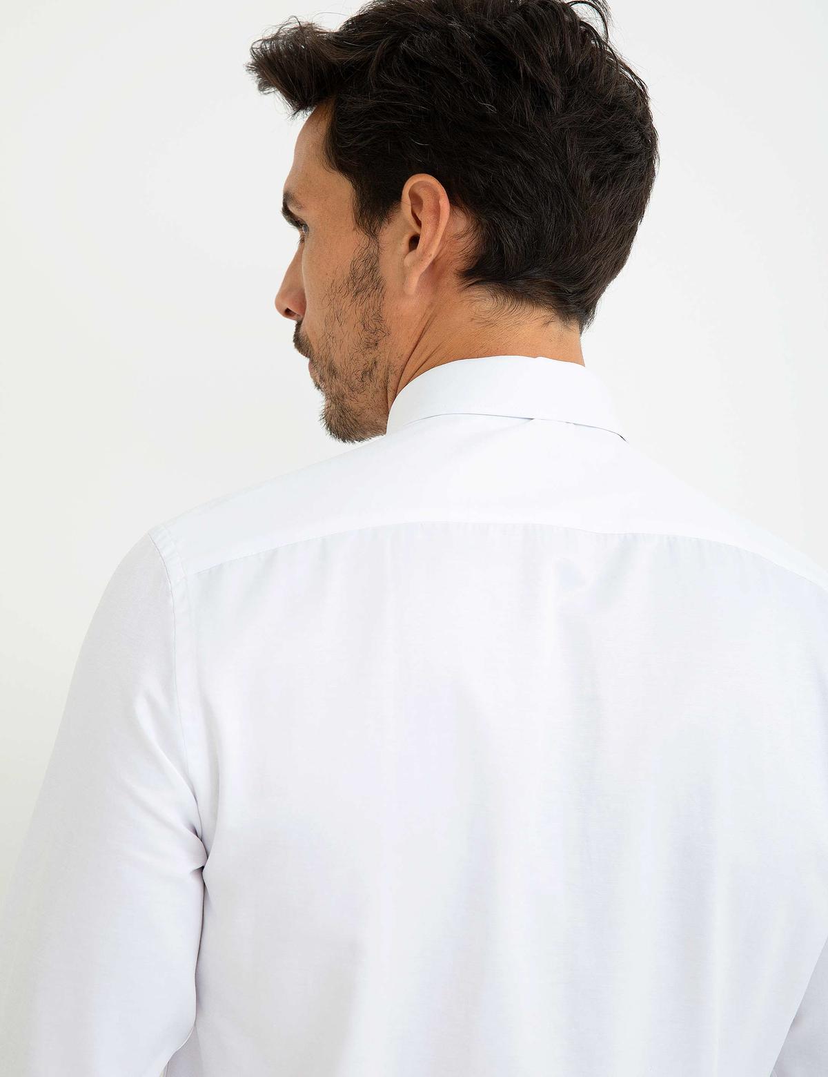 Beyaz Slim Fit Basic Gömlek Uzunkol - 50189518002