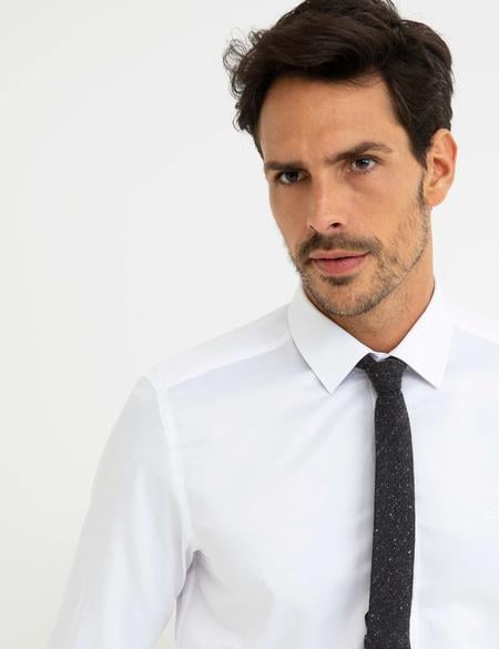 Beyaz Slim Fit Basic Gömlek Uzunkol - 50189518002