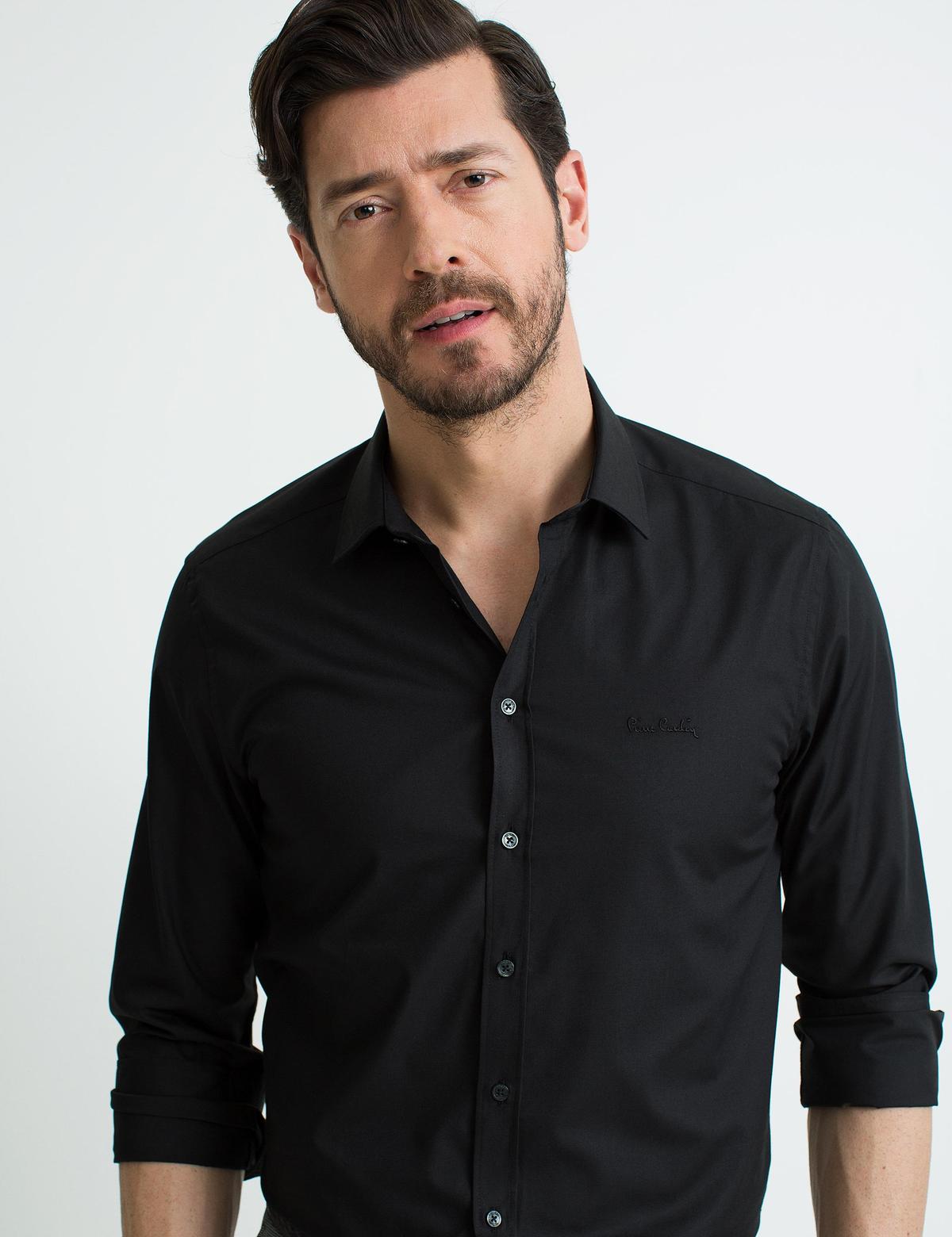 Siyah Slim Fit Basic Gömlek