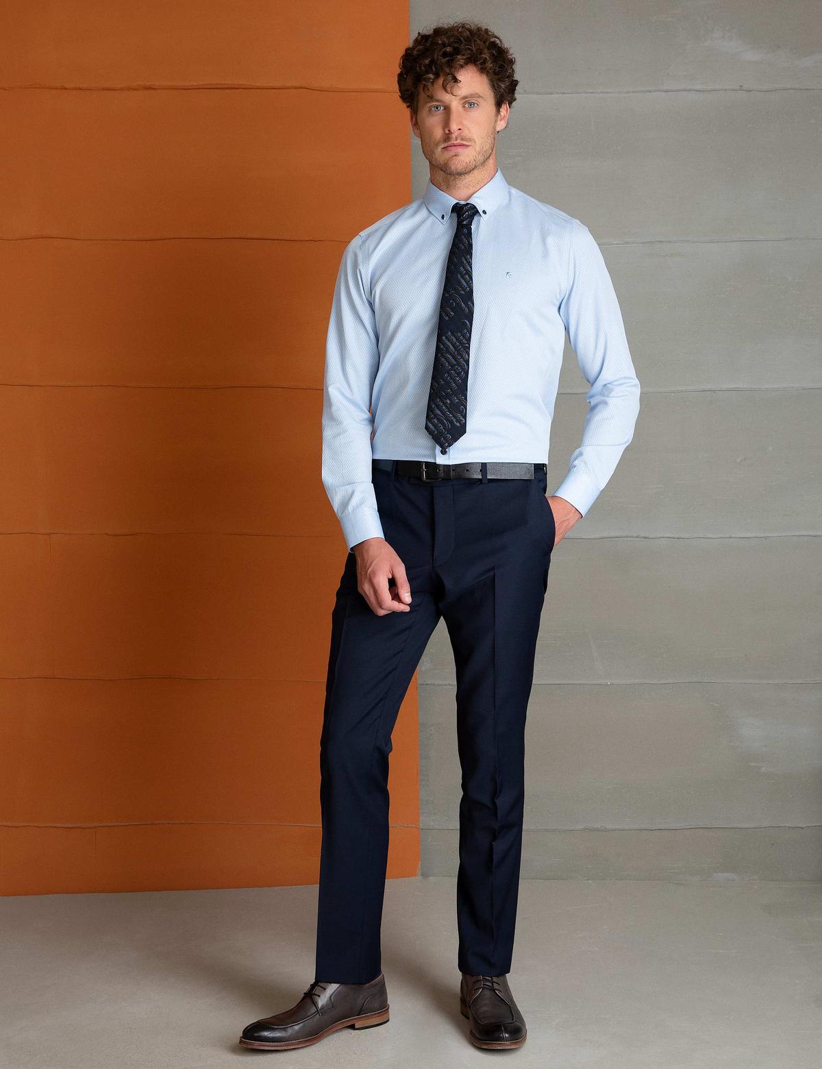 Mavi Slim Fit Uzun Kollu Gömlek