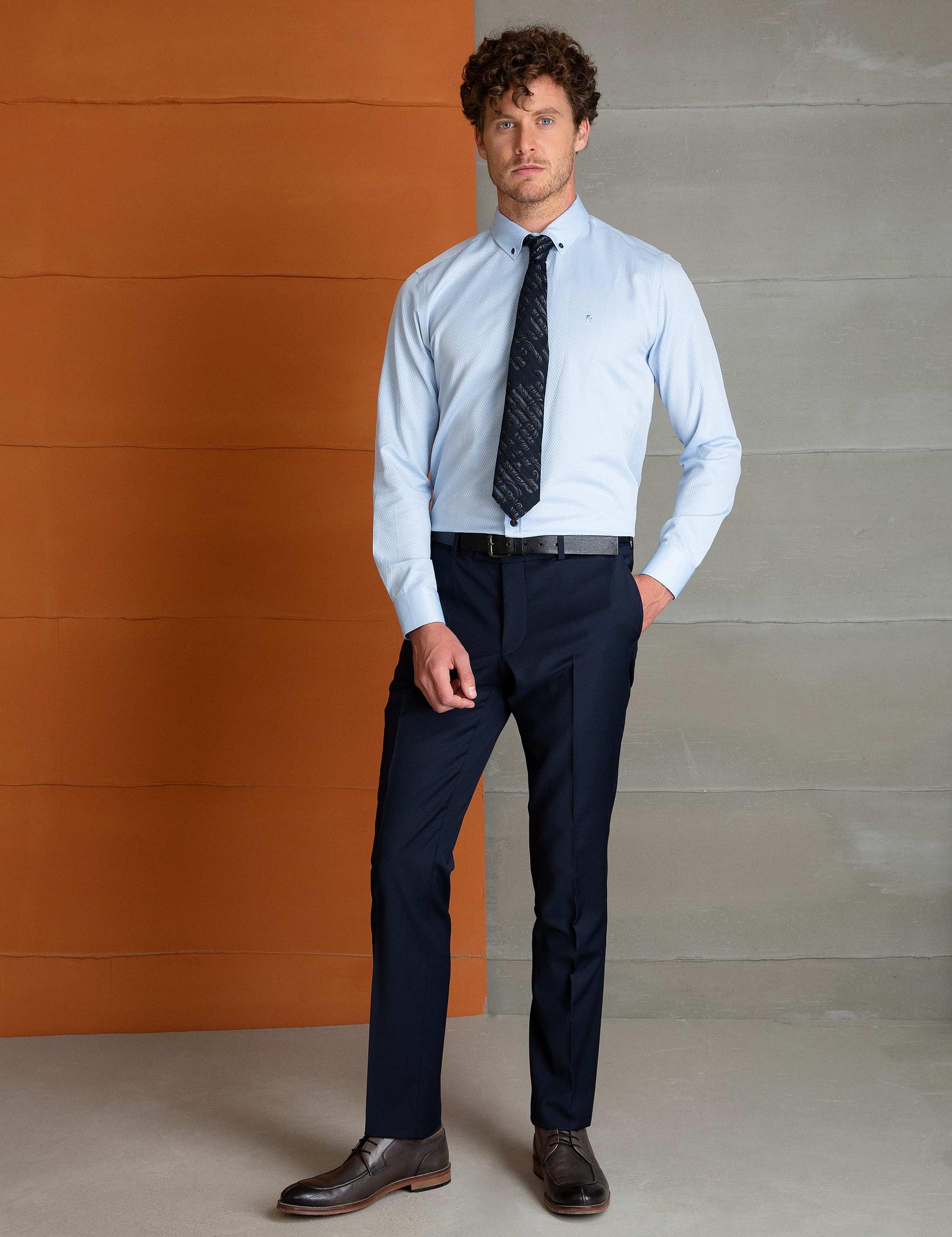 Mavi Slim Fit Uzun Kollu Gömlek