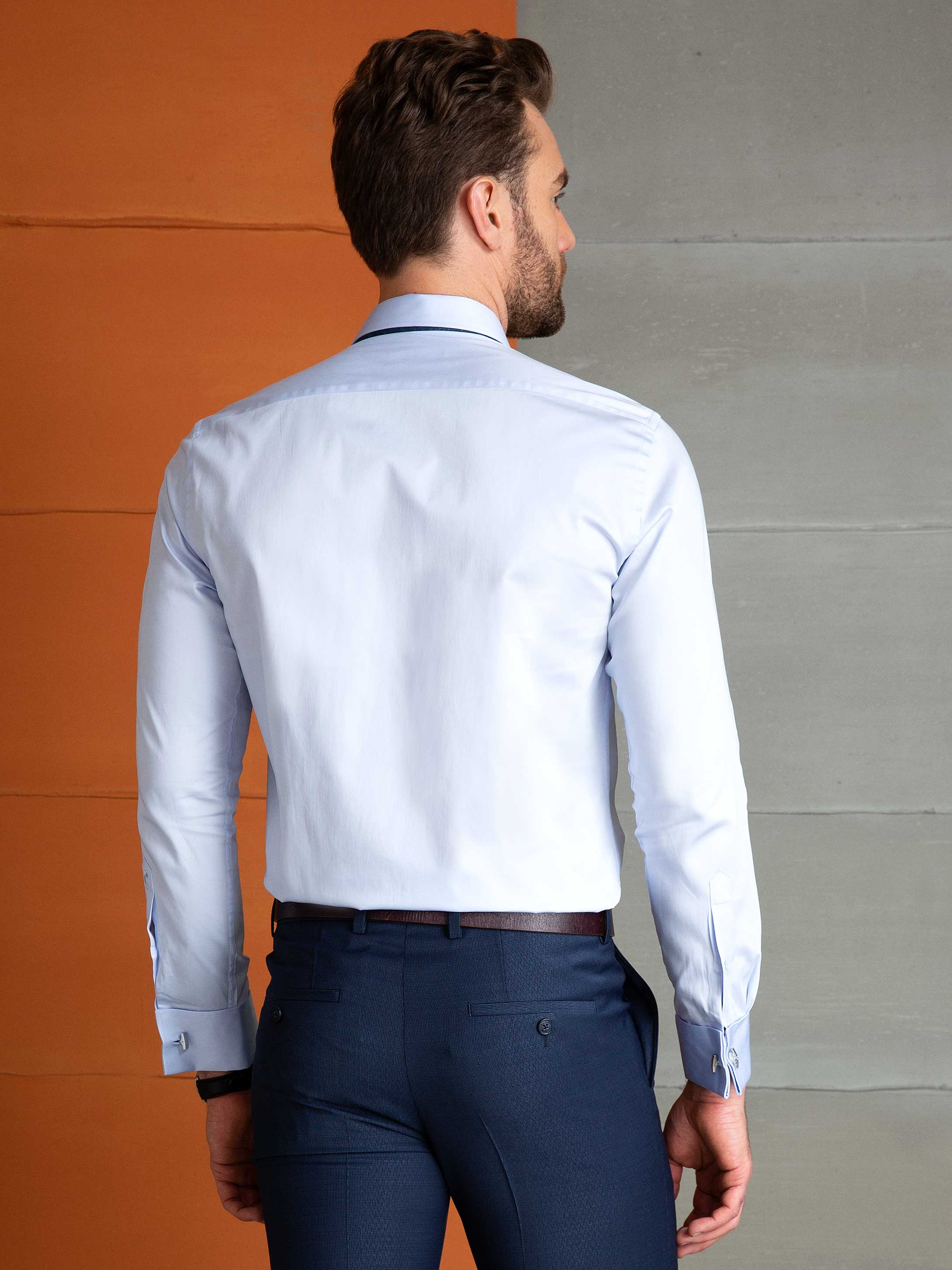 Açık Mavi Slim Fit Basic Gömlek - Image 2