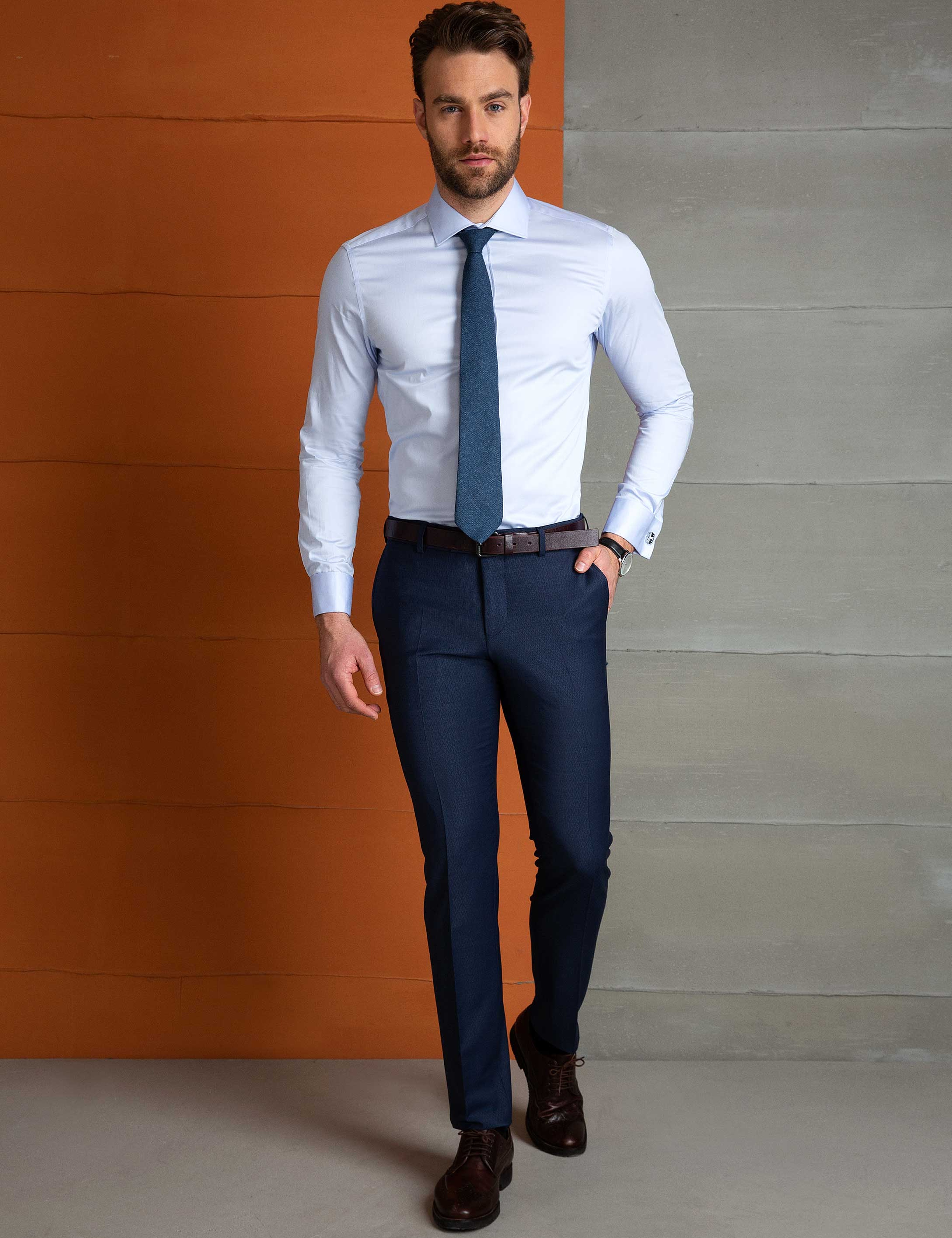 Açık Mavi Slim Fit Basic Gömlek