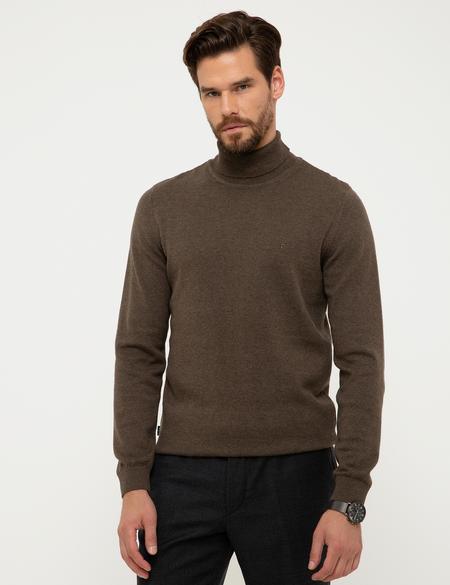 Haki Melanj Slim Fit Tam Balıkçı Yaka Basic Triko Kazak - 50207572048