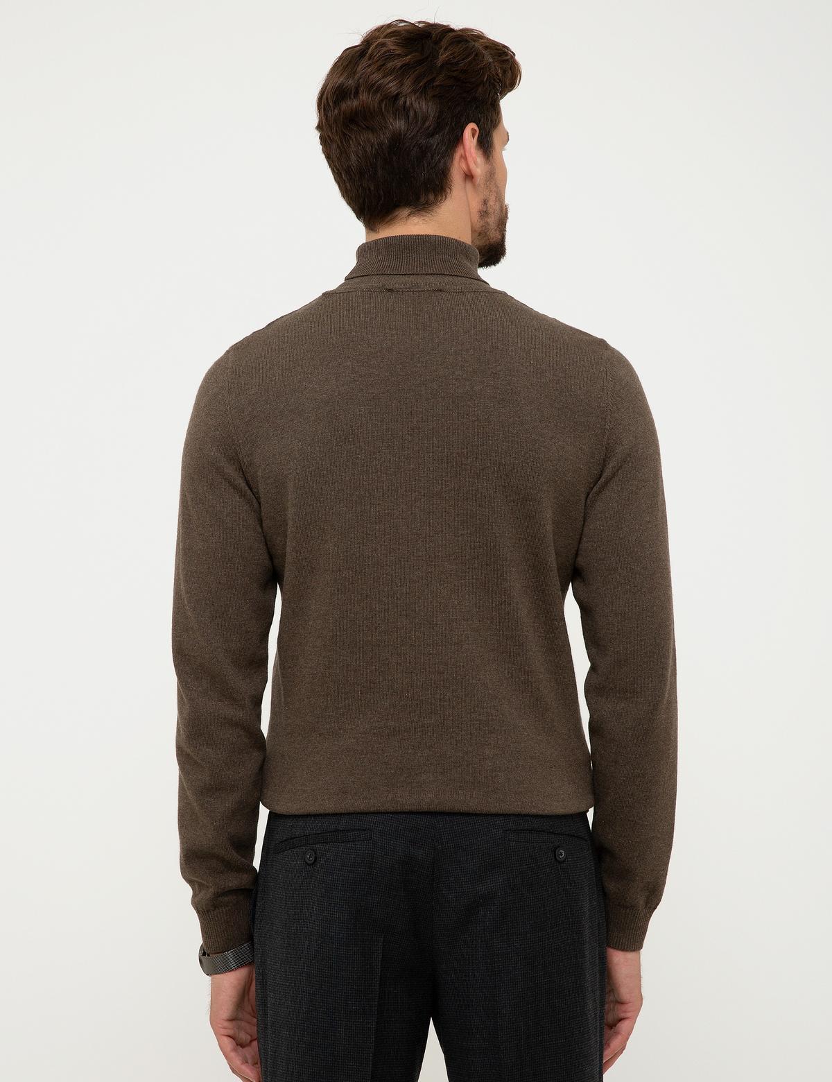 Haki Melanj Slim Fit Tam Balıkçı Yaka Basic Triko Kazak - 50207572048