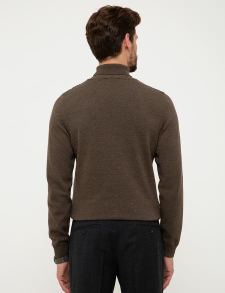 Haki Melanj Slim Fit Tam Balıkçı Yaka Basic Triko Kazak - 50207572048