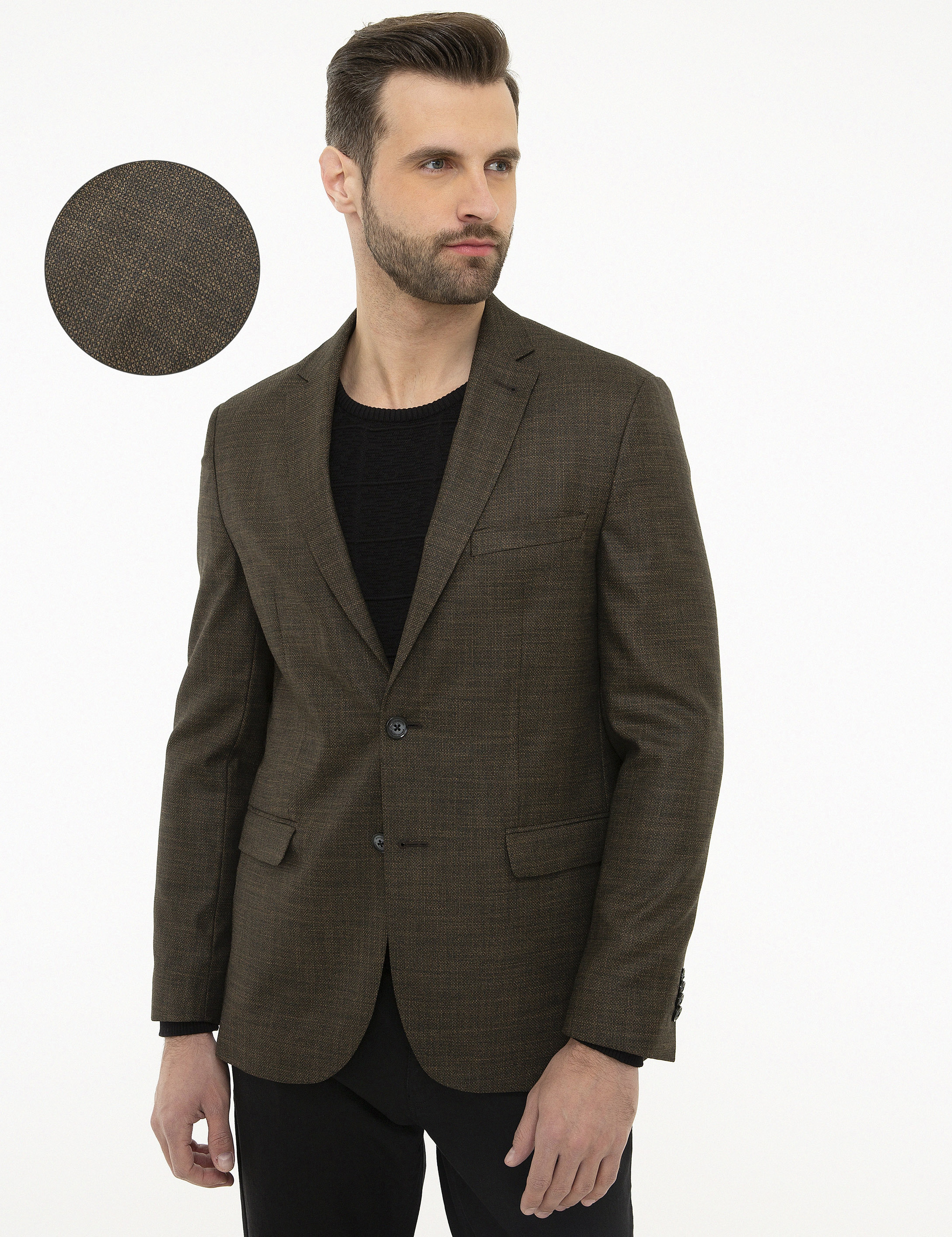 Kahverengi Slim Fit Ceket - Image 1