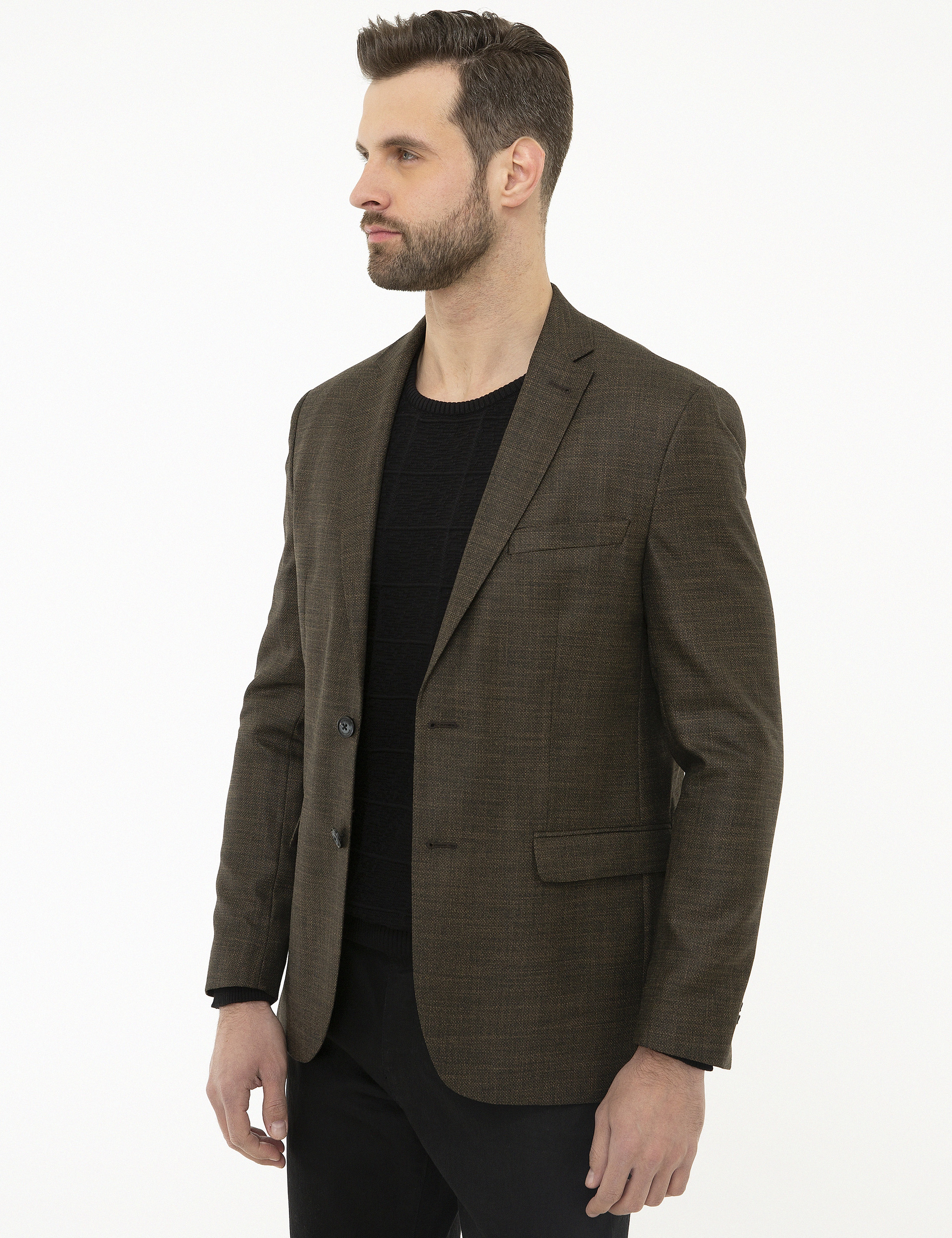Kahverengi Slim Fit Ceket - Image 3