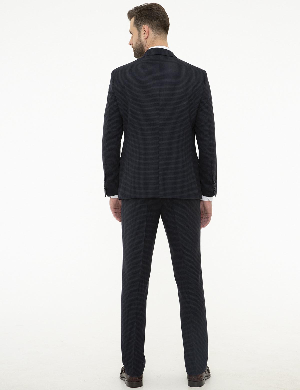 Ekose Lacivert Slim Fit Takım Elbise - 50225970005