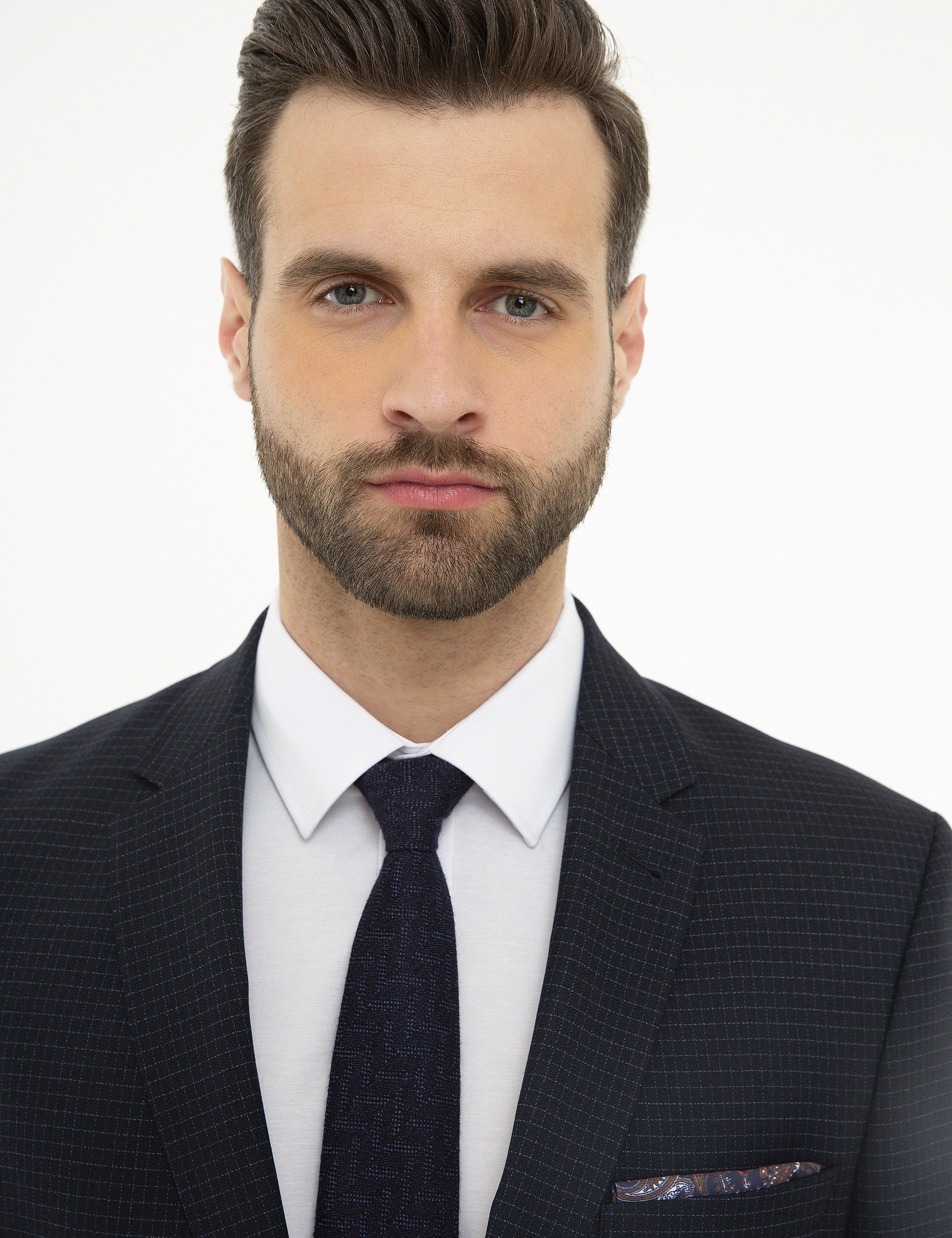 Ekose Lacivert Slim Fit Takım Elbise - Image 2