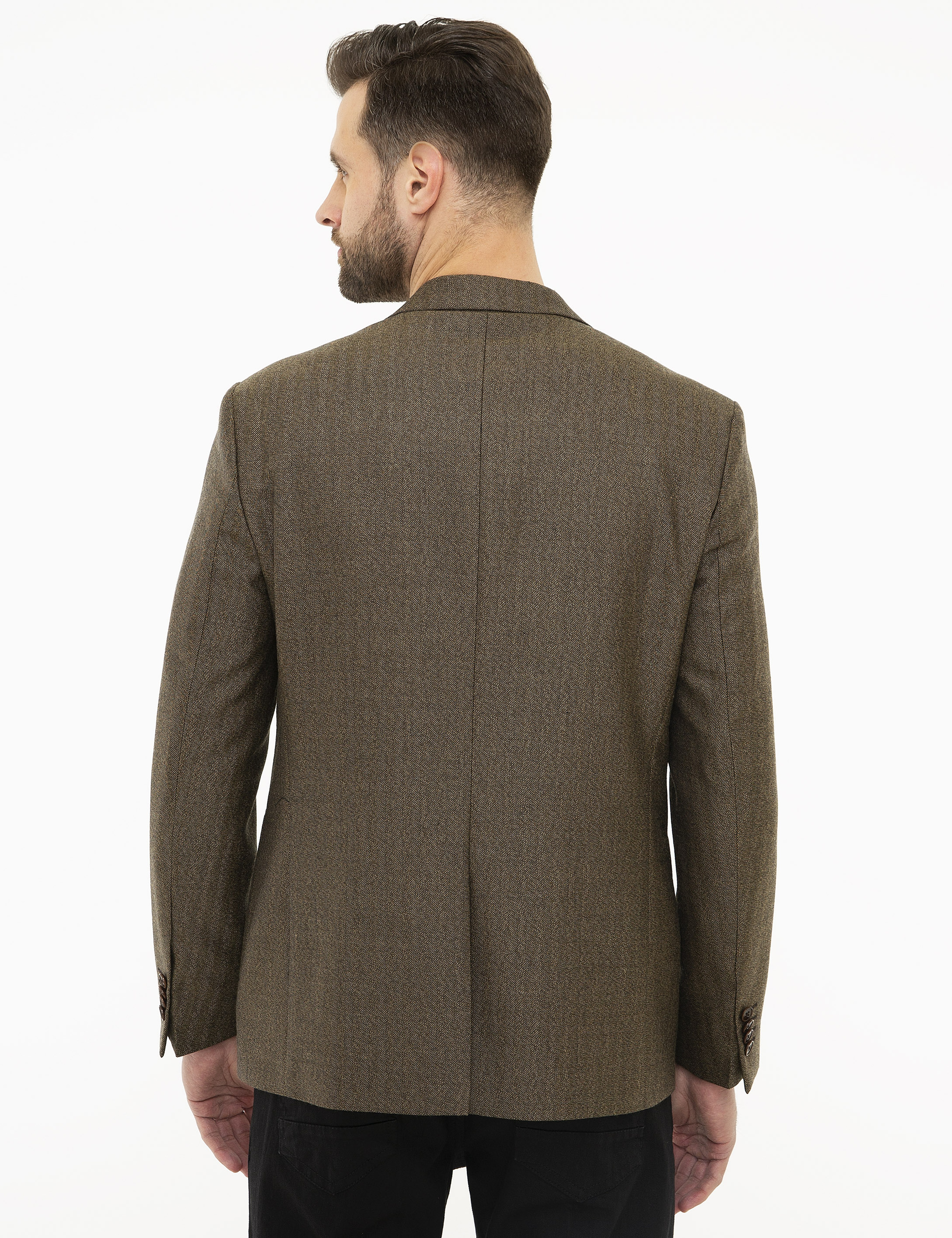 Açık Kahverengi Slim Fit Ceket - Image 4