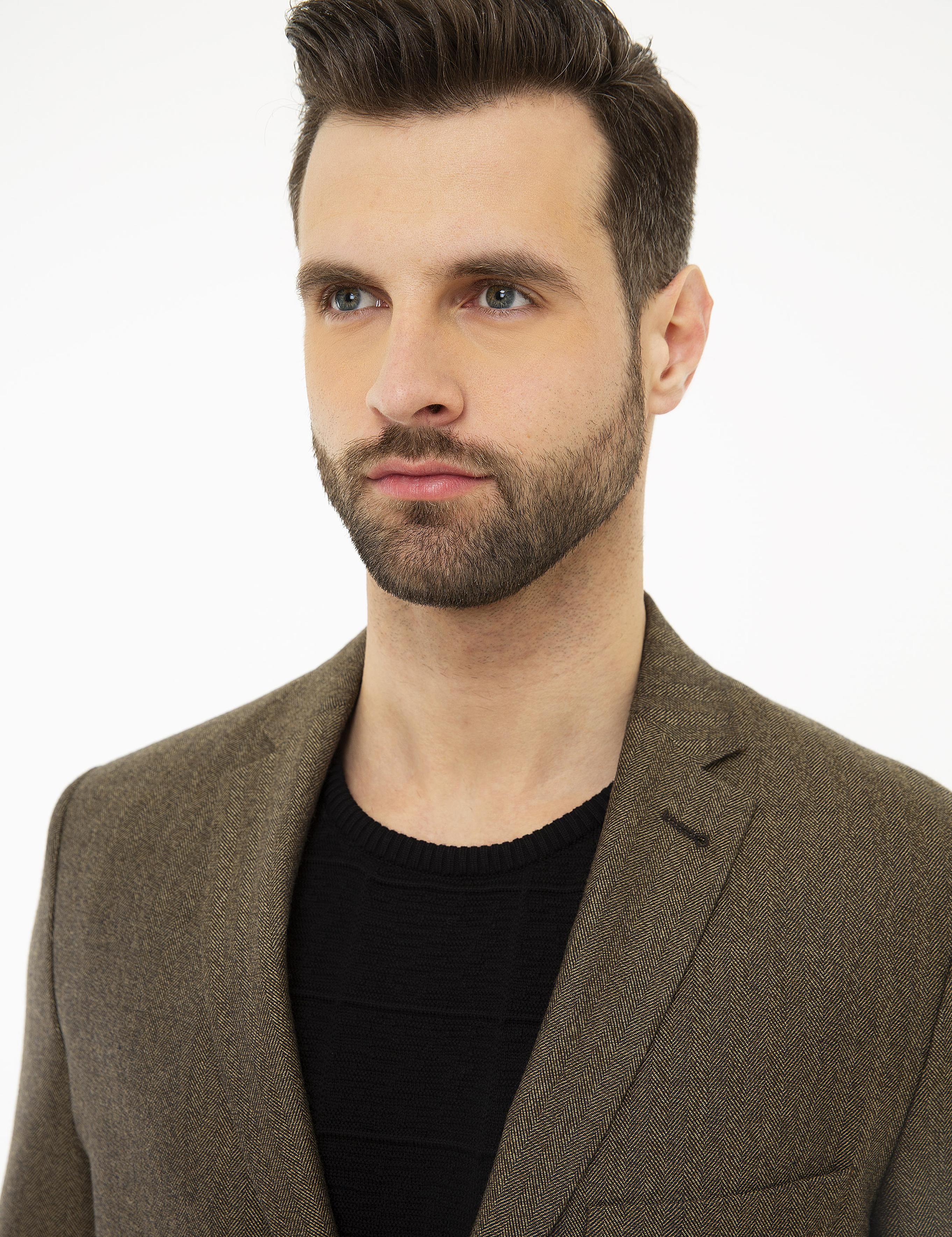 Açık Kahverengi Slim Fit Ceket