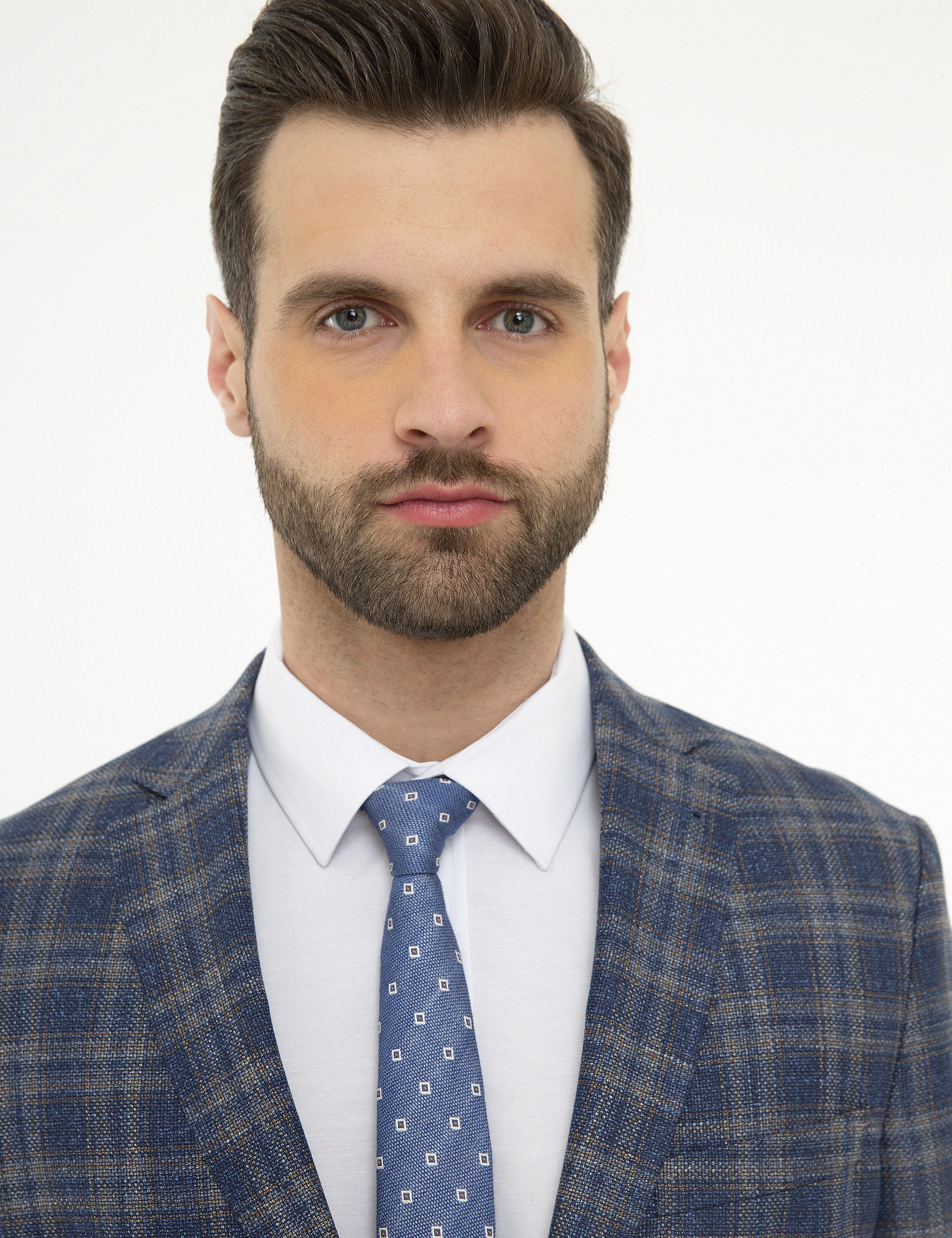 Ekose Koyu Mavi Slim Fit Ceket - Image 2