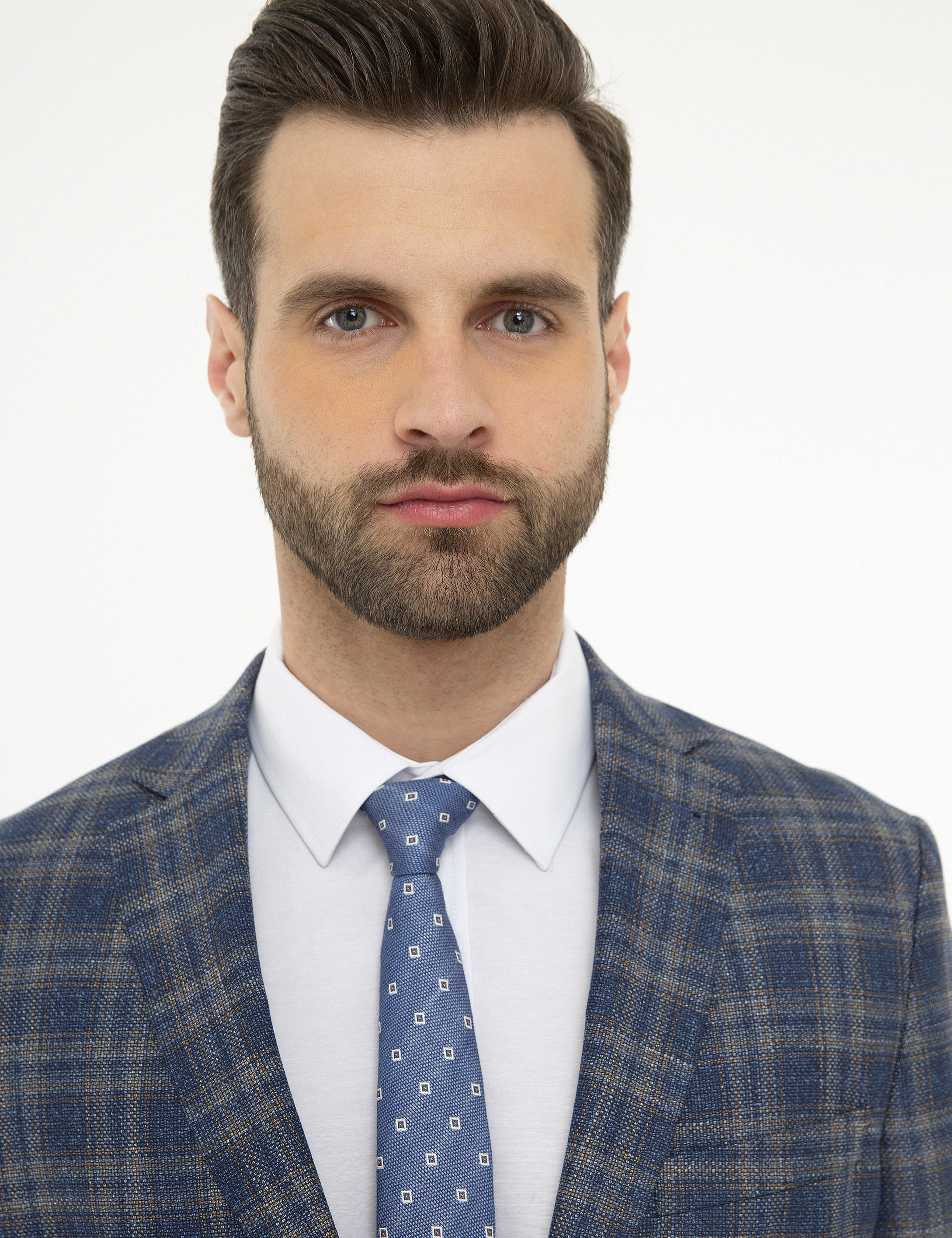 Ekose Koyu Mavi Slim Fit Ceket