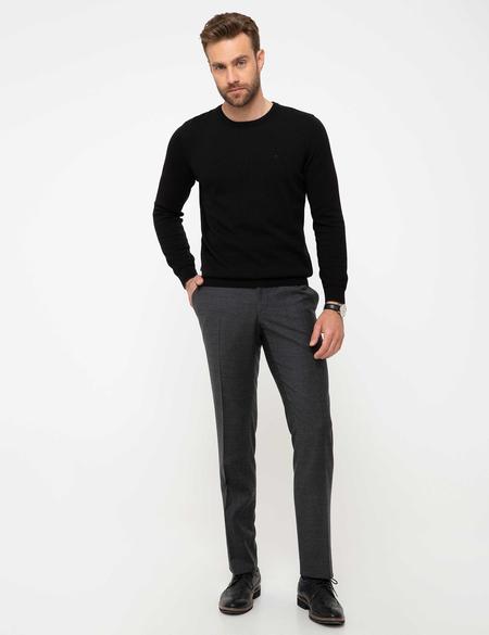 Siyah Slim Fit Bisiklet Yaka Basic Triko Kazak - 50207445083