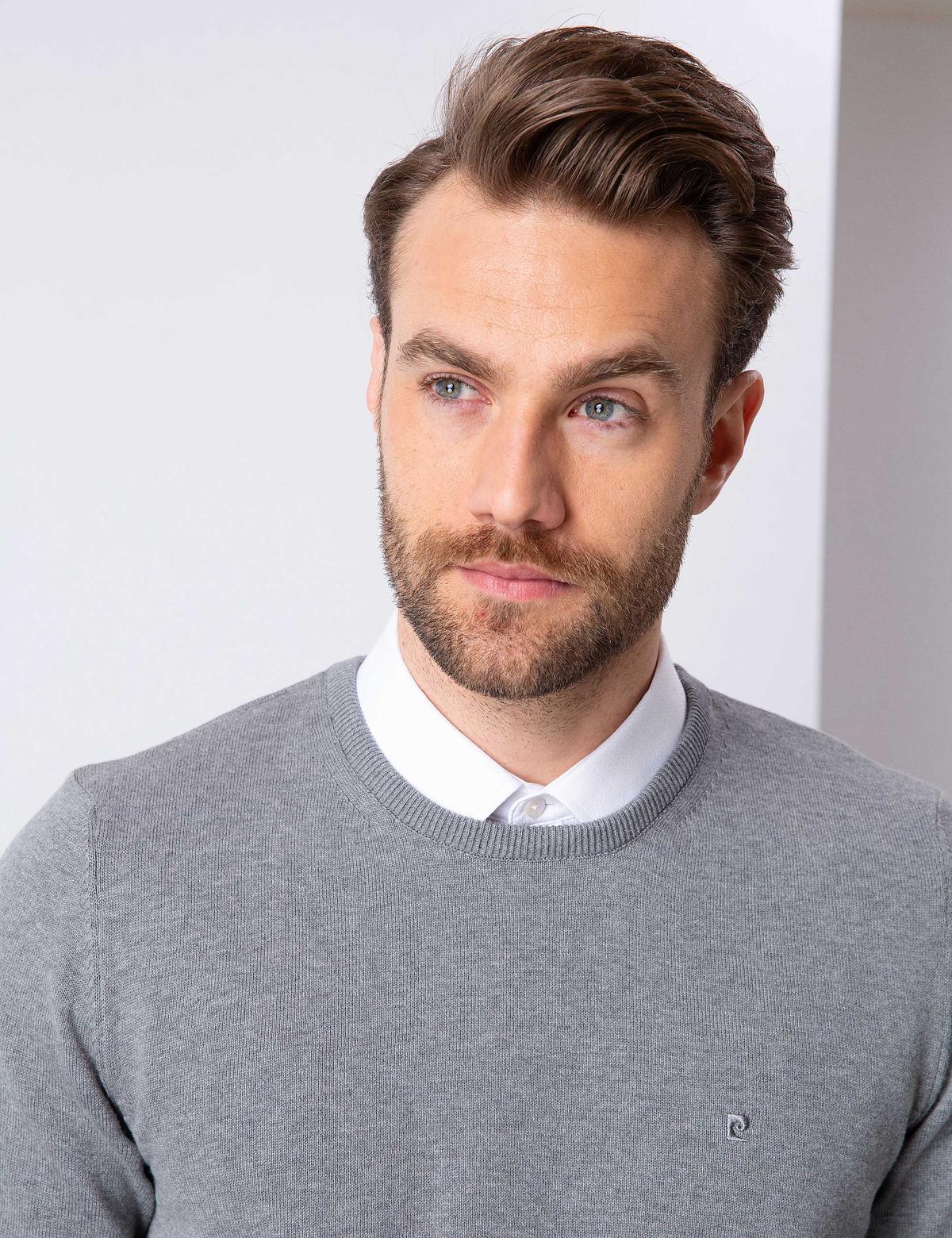 Gri Melanj Slim Fit Basic Kazak - 50207445163