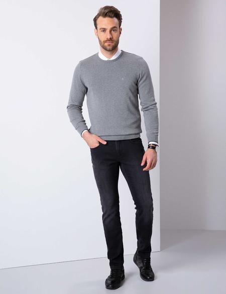 Gri Melanj Slim Fit Basic Kazak - 50207445163
