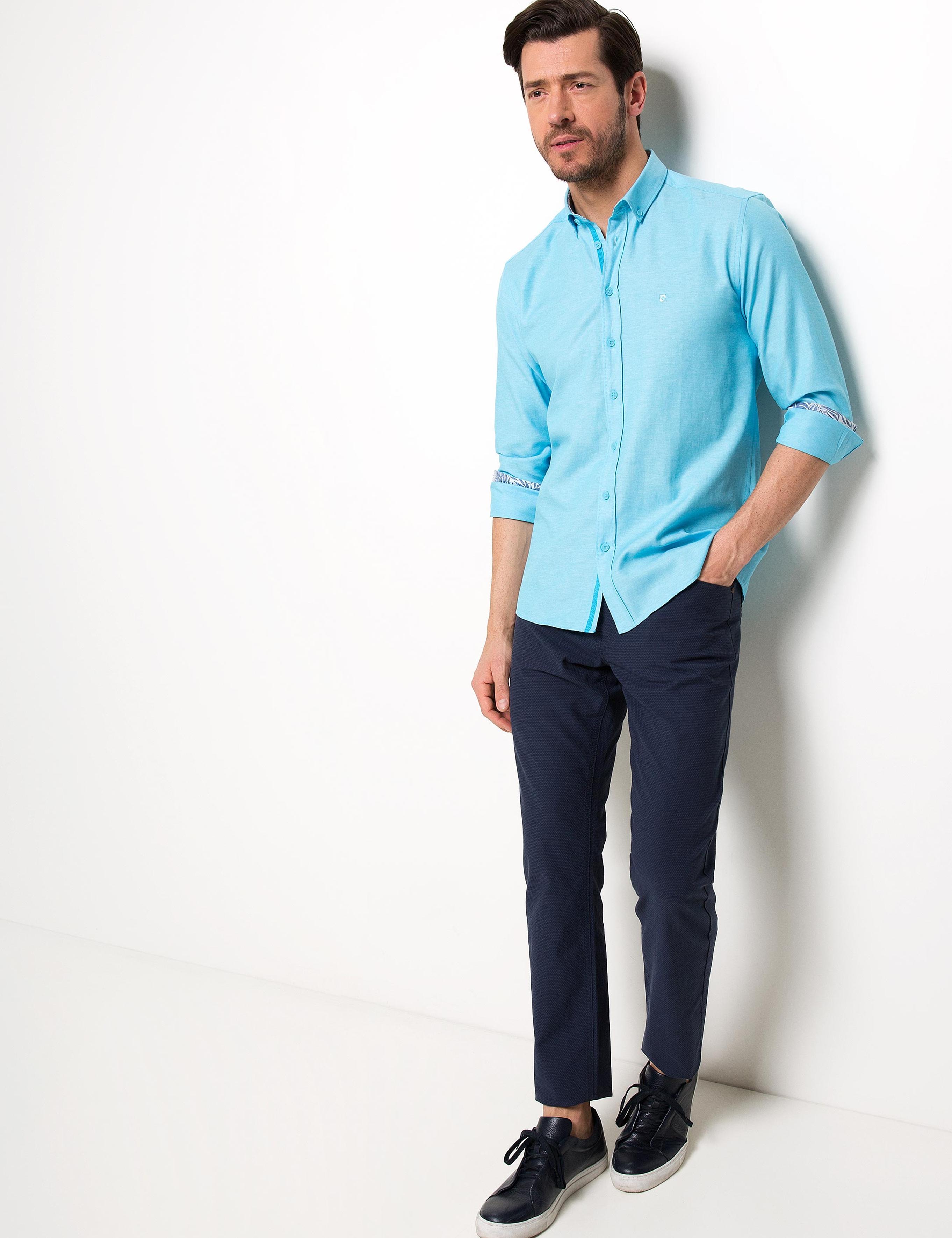 Turkuaz Mavi Slim Fit Gömlek