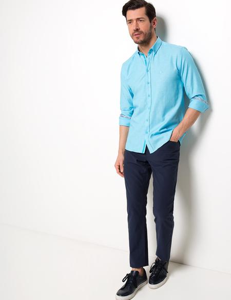 Turkuaz Mavi Slim Fit Gömlek - 50188500082