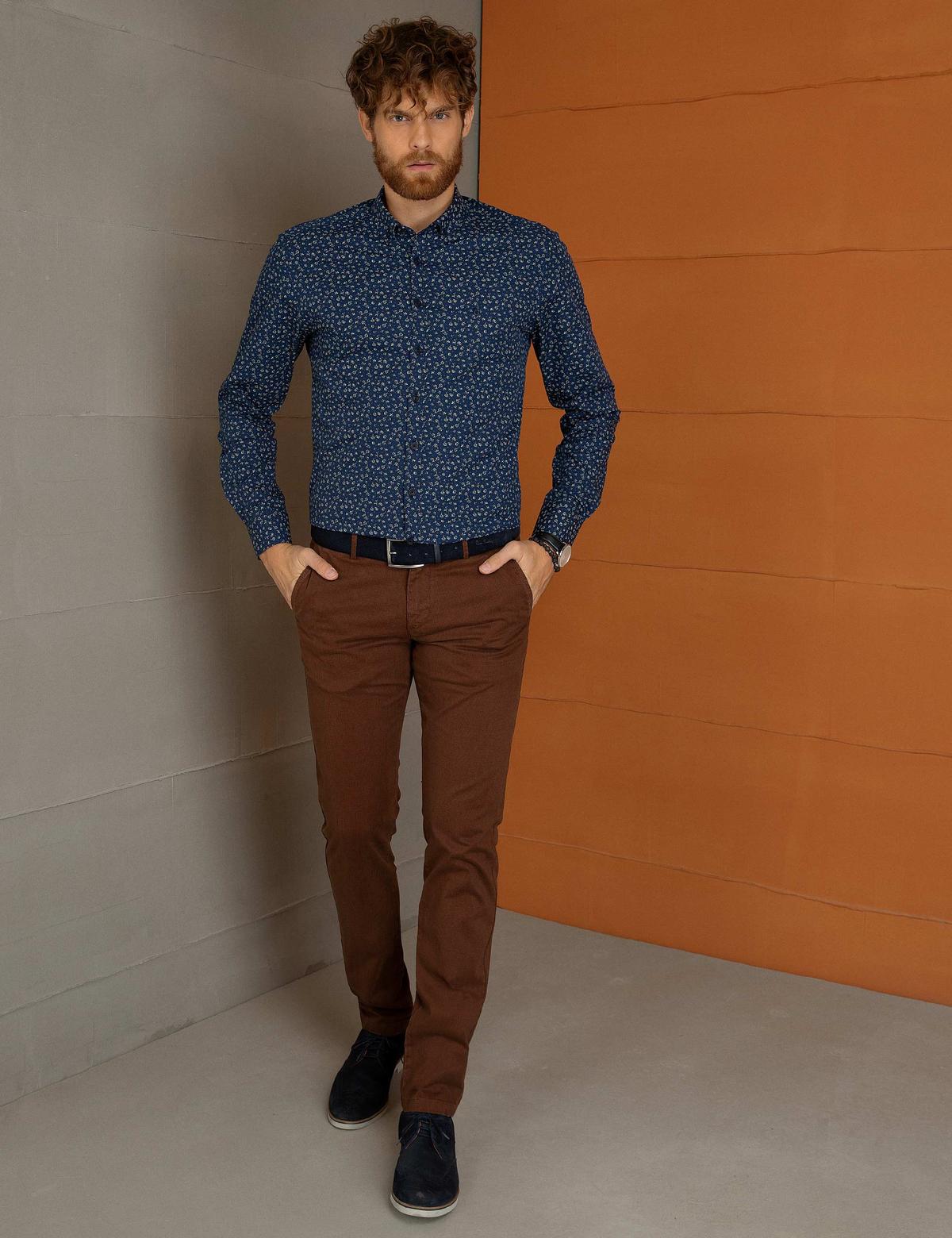 Antrasit Gri Slim Fit Gömlek