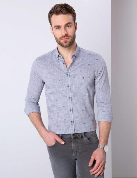 Lacivert Slim Fit Uzun Kollu Gömlek - 50203565001