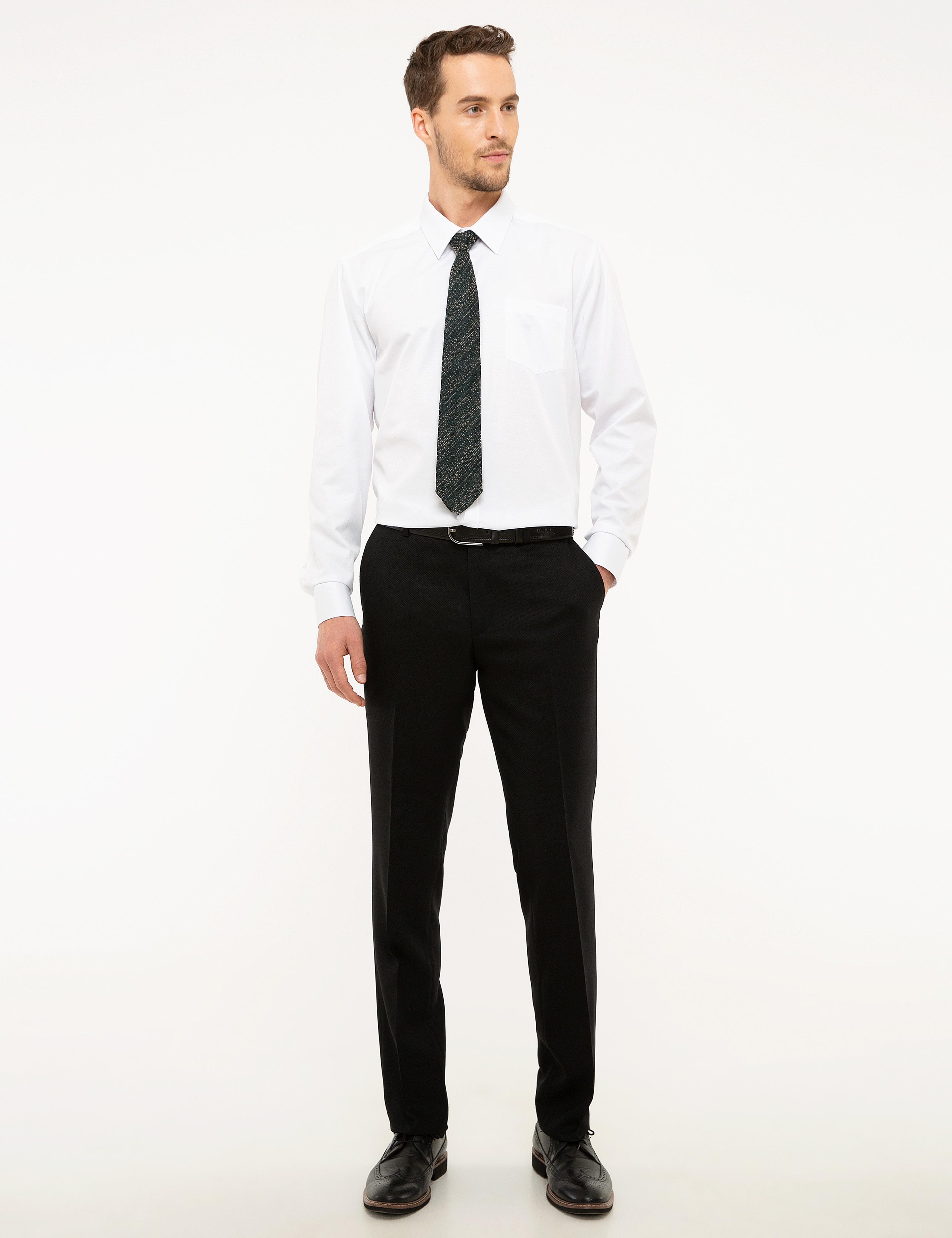 Beyaz Regular Fit Uzun Kollu Basic Gömlek - Image 4