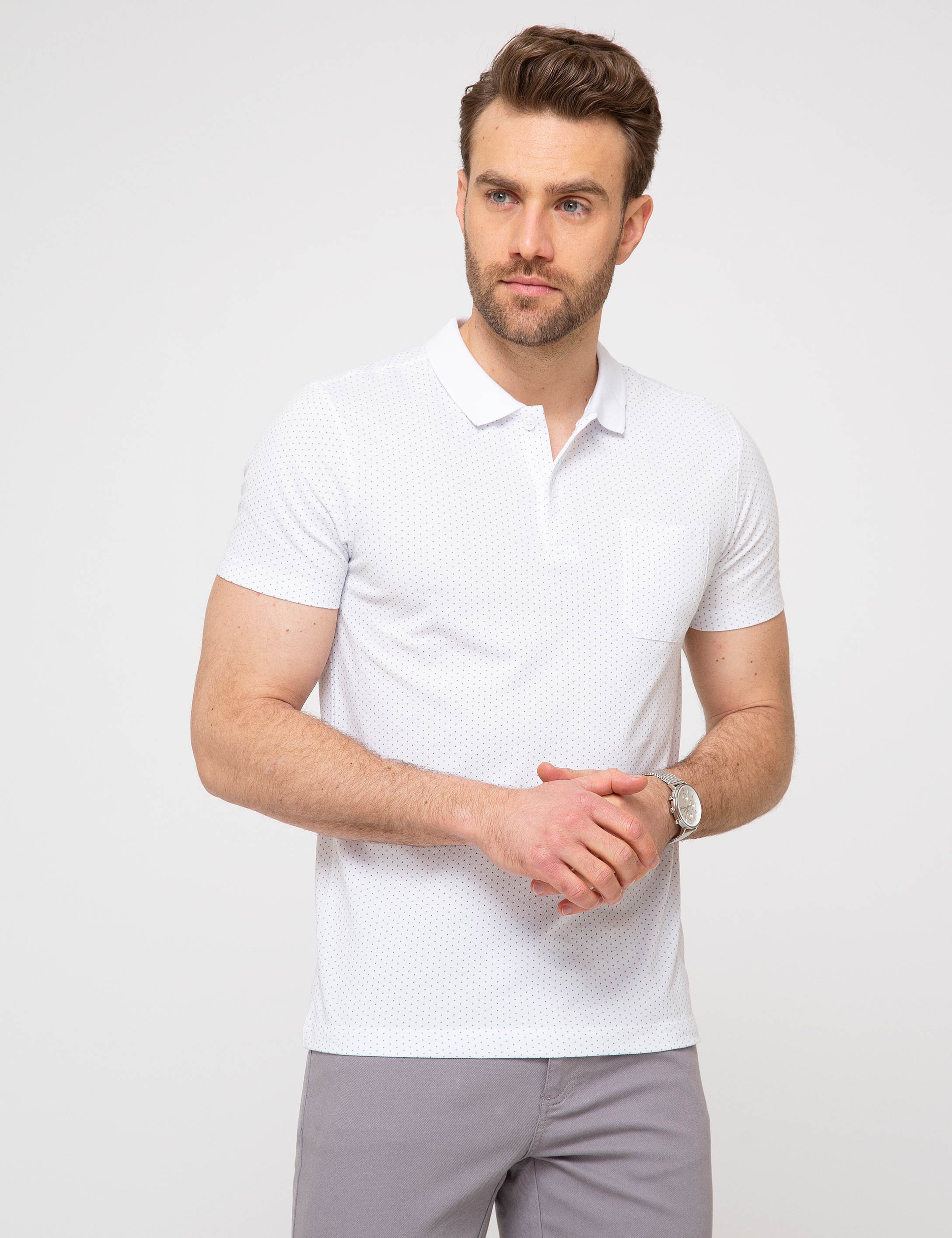 Beyaz Slim Fit Tişört - Image 1
